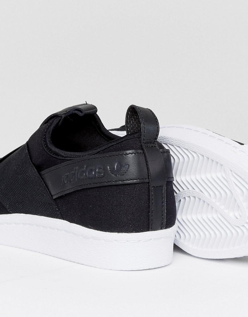 adidas Originals Leather Superstar Slip-on Trainers in Black for Men | Lyst