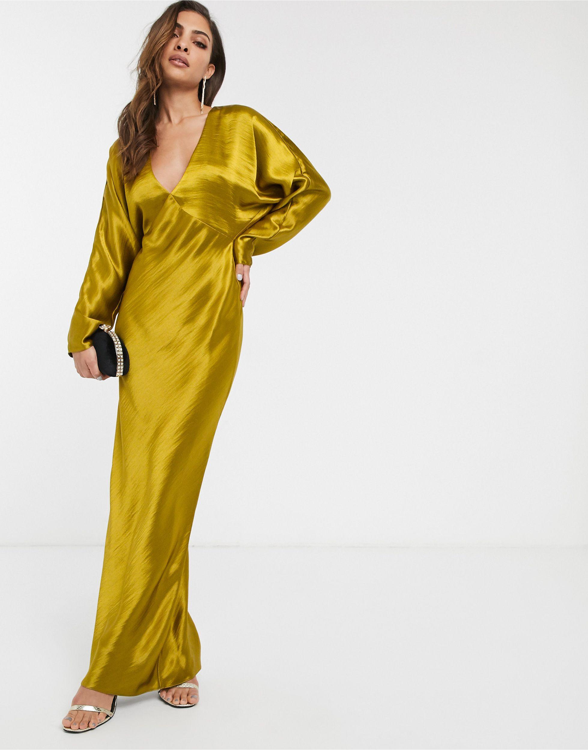 ASOS Lange Jurk Met Vleermuismouwen, Geknipt Op in het Groen Lyst NL