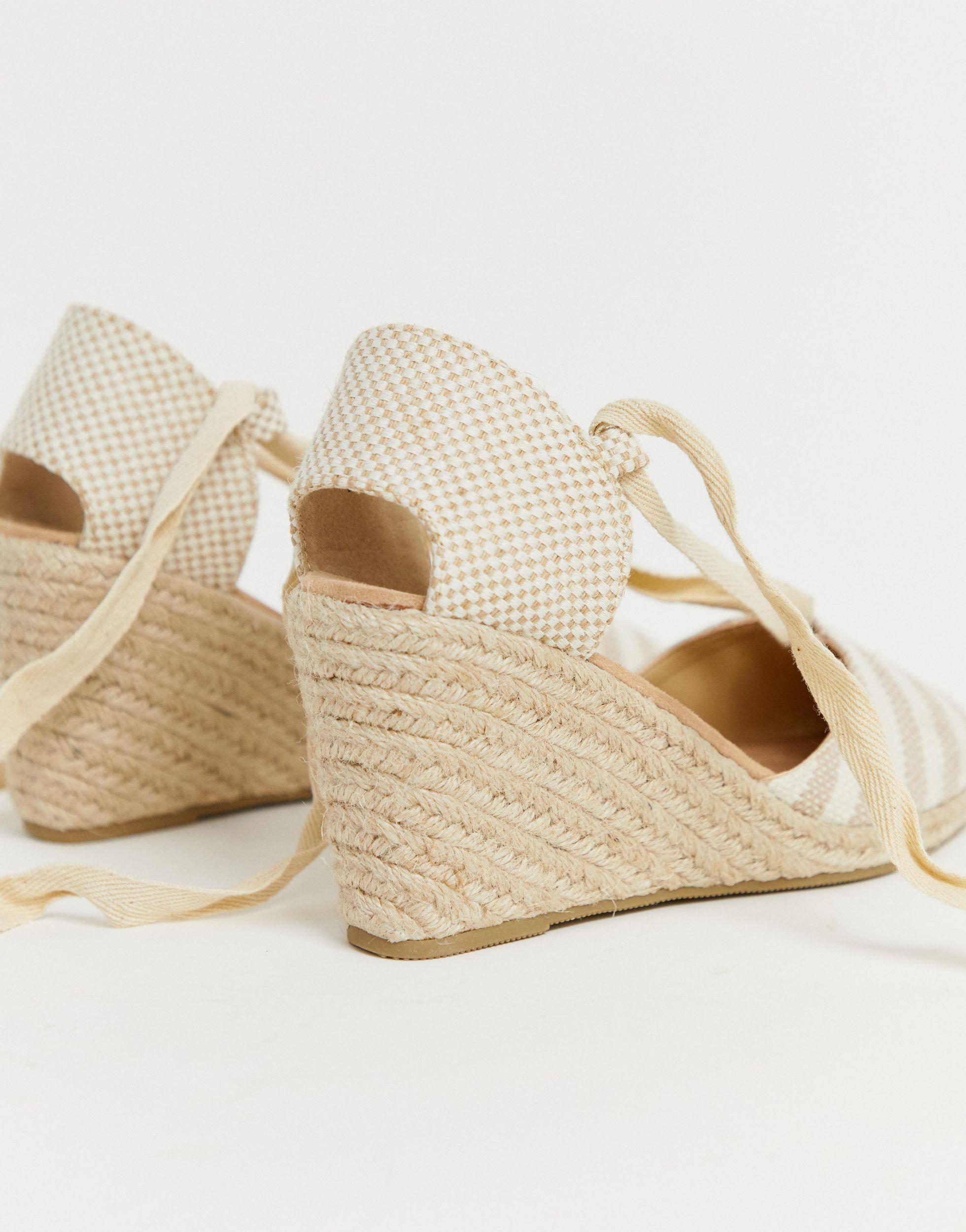 cream ankle tie espadrilles