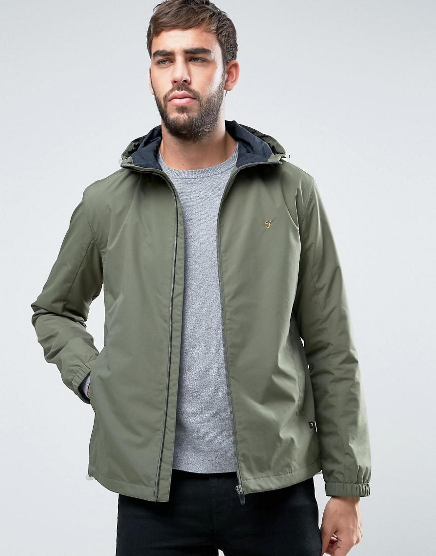 Farah Synthetic Newbern Hooded Rain Jacket In Green for Men - Lyst