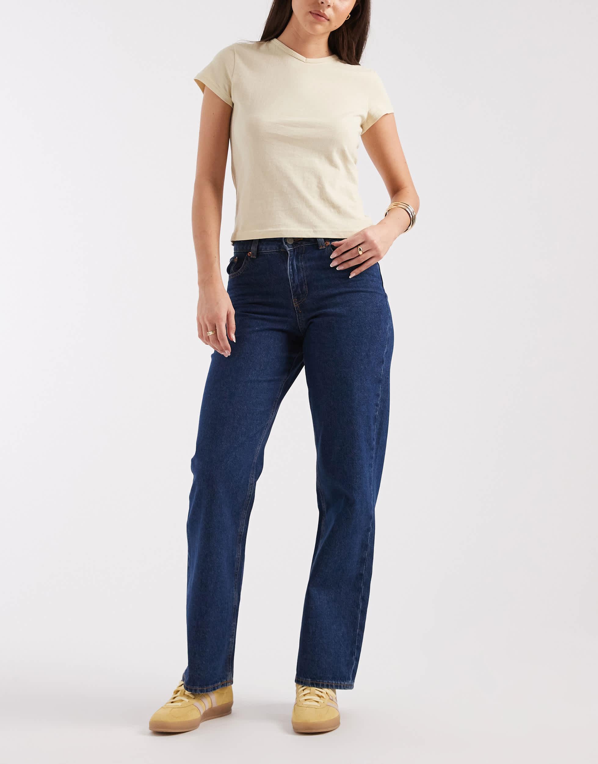 JJXX Jeans Femme Coupe Classique 5 Poches – 80% Coton & 20% Coton Recyclé, Entrejambe 34 Pouces