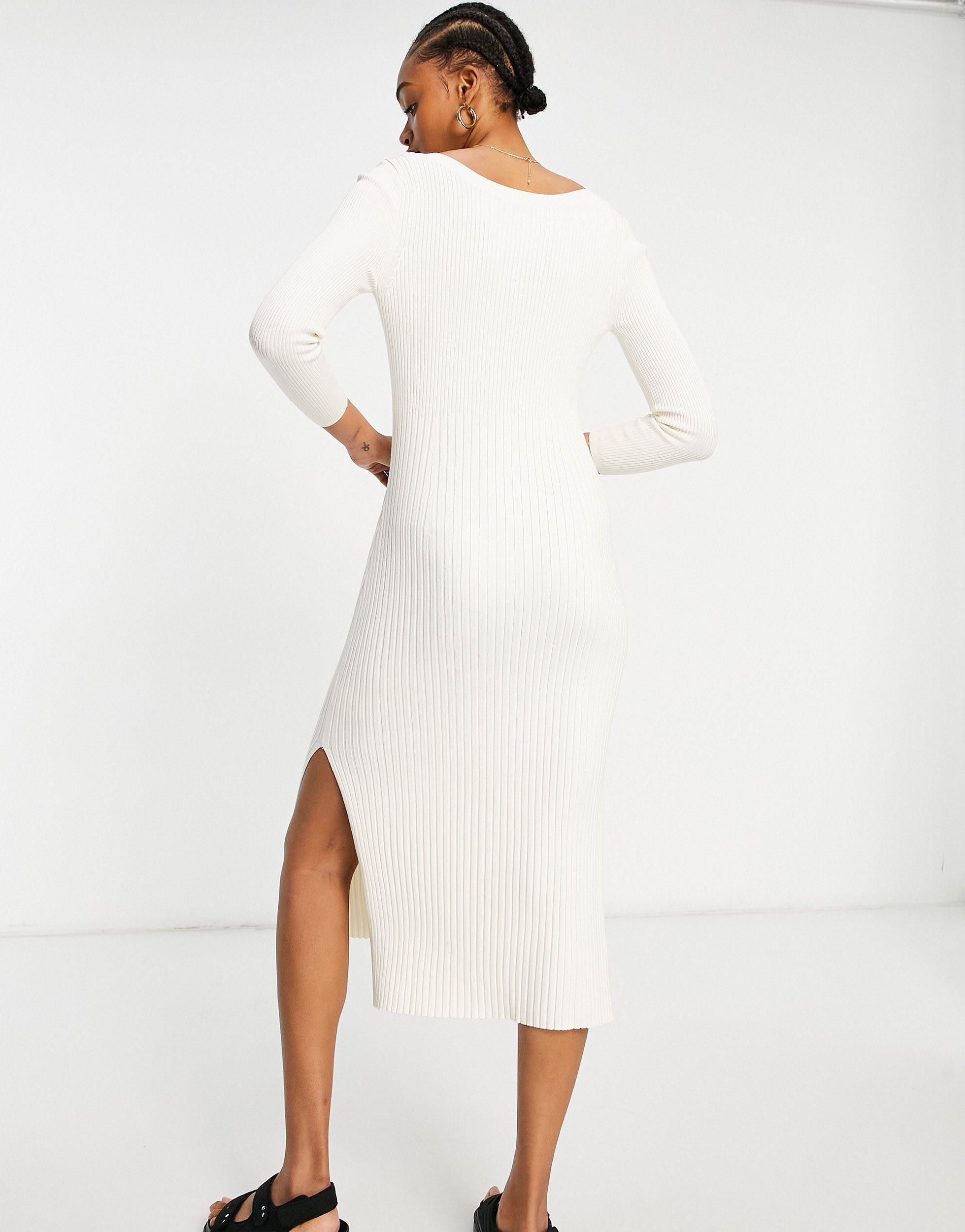 & Other Stories Long Sleeve Knitted Midi Dress in White | Lyst