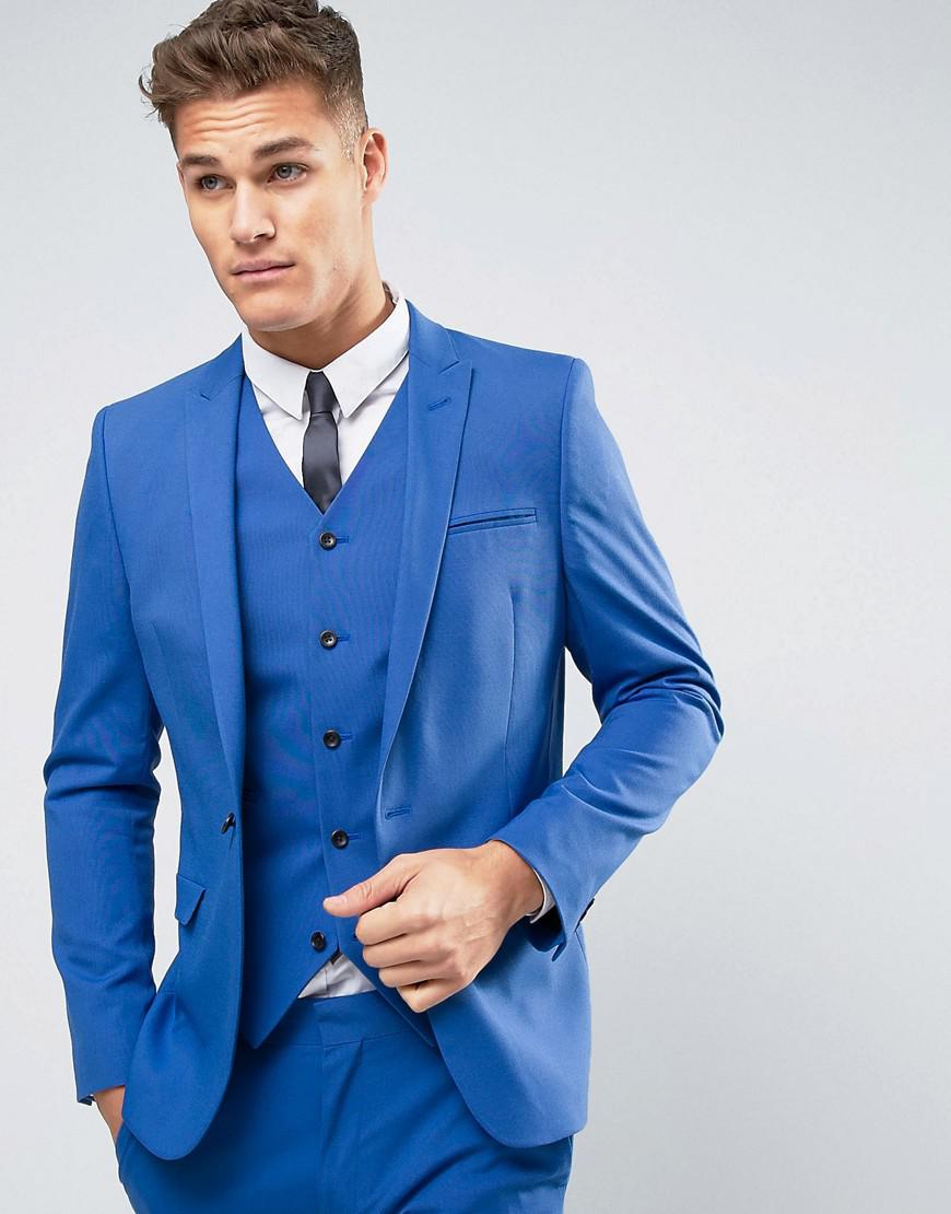Lyst - Asos Wedding Skinny Suit Jacket In Dusky Blue in Blue for Men