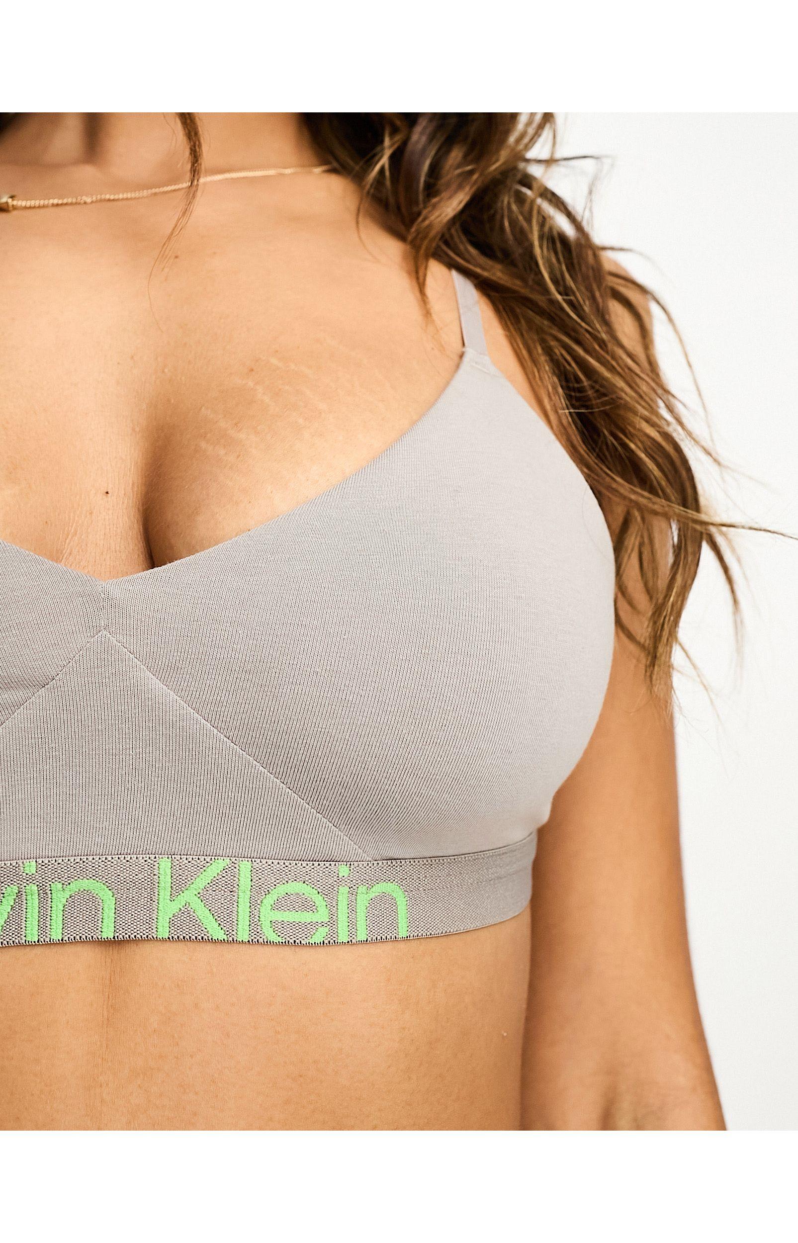 Calvin Klein Future Shift Unlined Bralette With Contrast Logo Waistband in  Grey