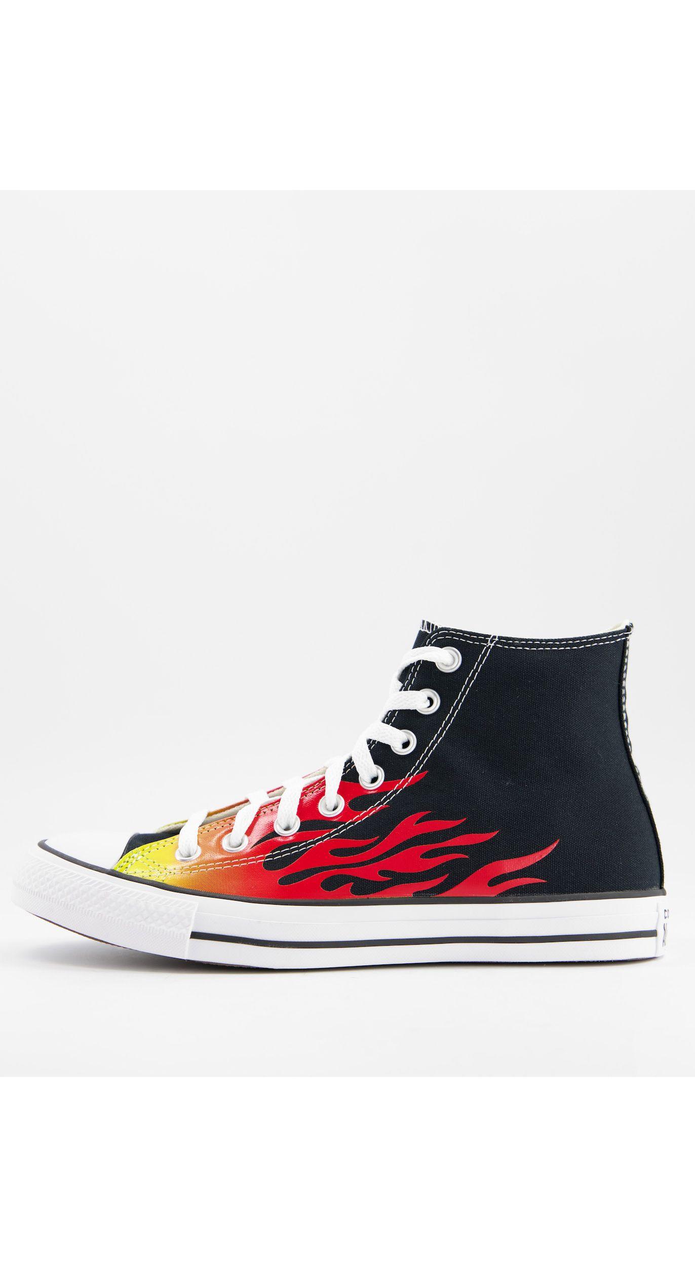 Converse Rubber Chuck Taylor All Star Hi Archive Print Flame Trainers in  Black for Men | Lyst UK
