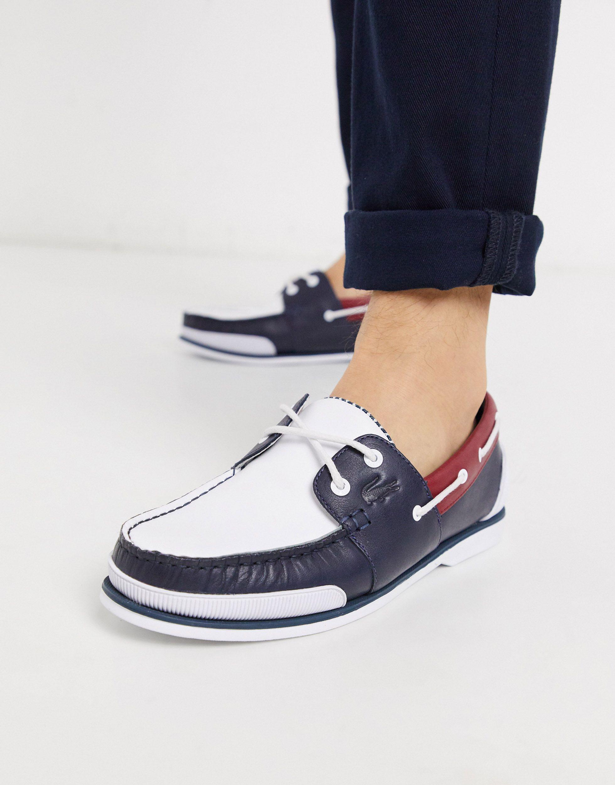 Hangen Australië voorspelling Lacoste Nautic Boat Shoes Tricolore Leather in White for Men | Lyst