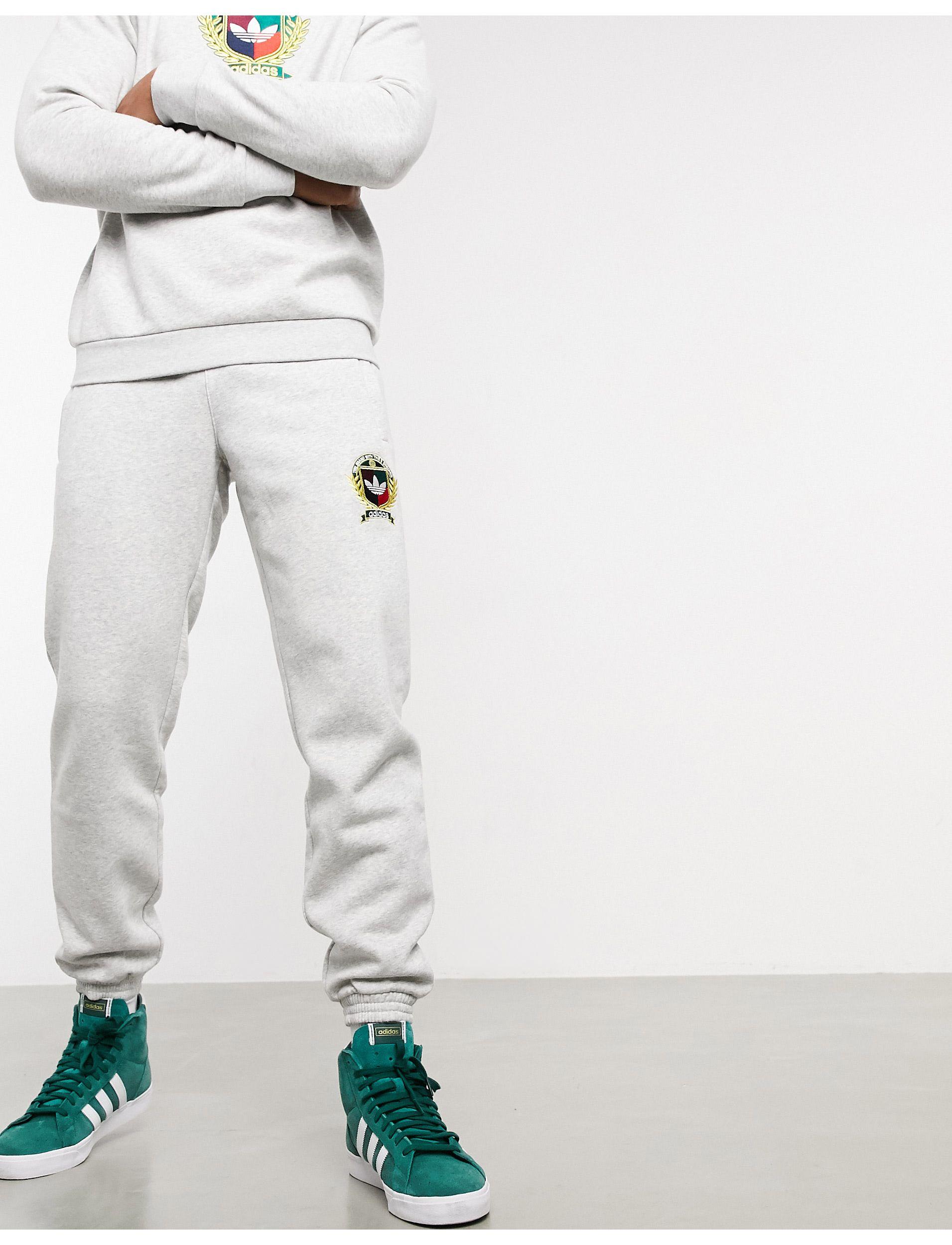 adidas Originals Co-ord joggers With Collegiate Crest in Gray for