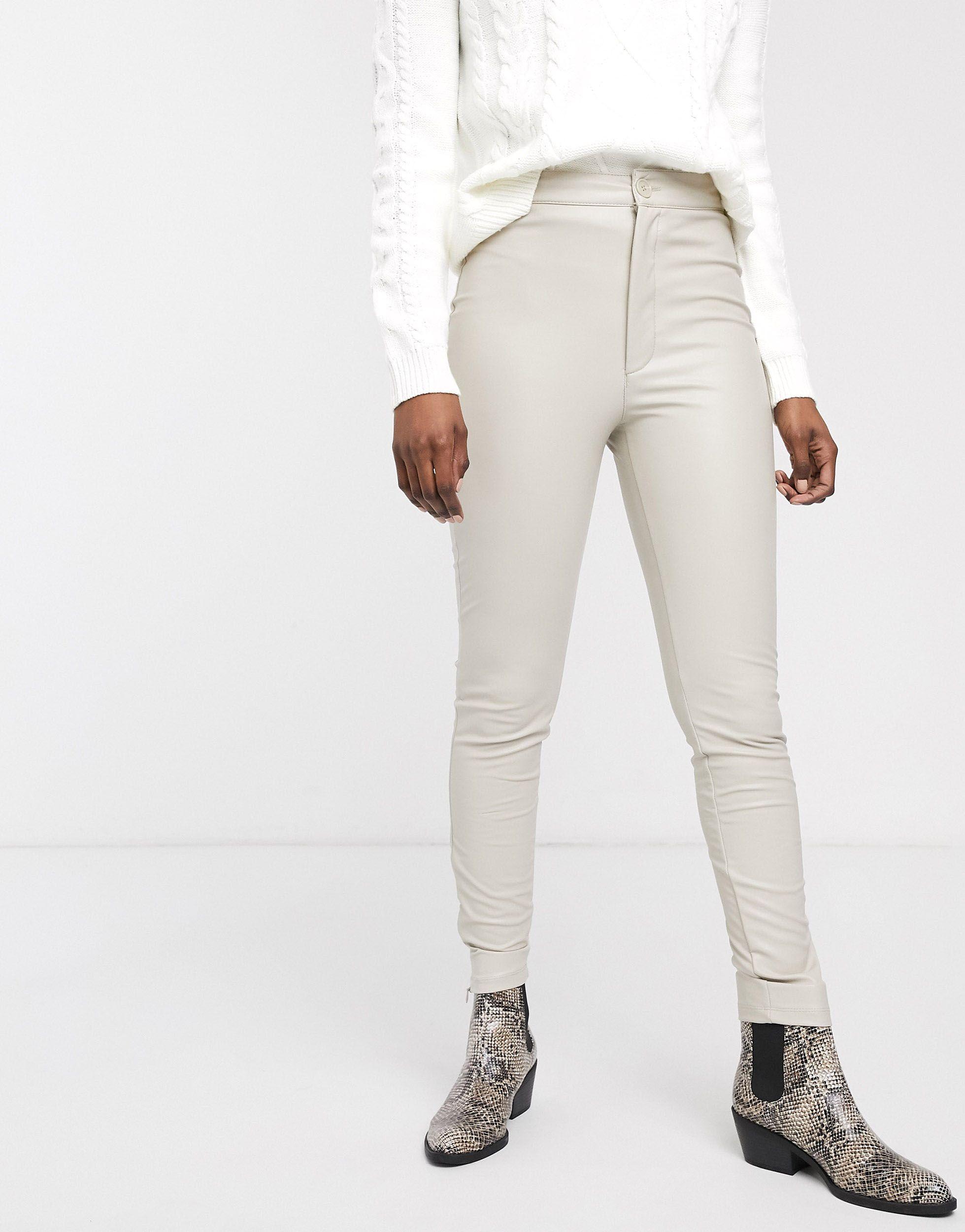 Pull\u0026Bear Denim Faux Leather Trousers 