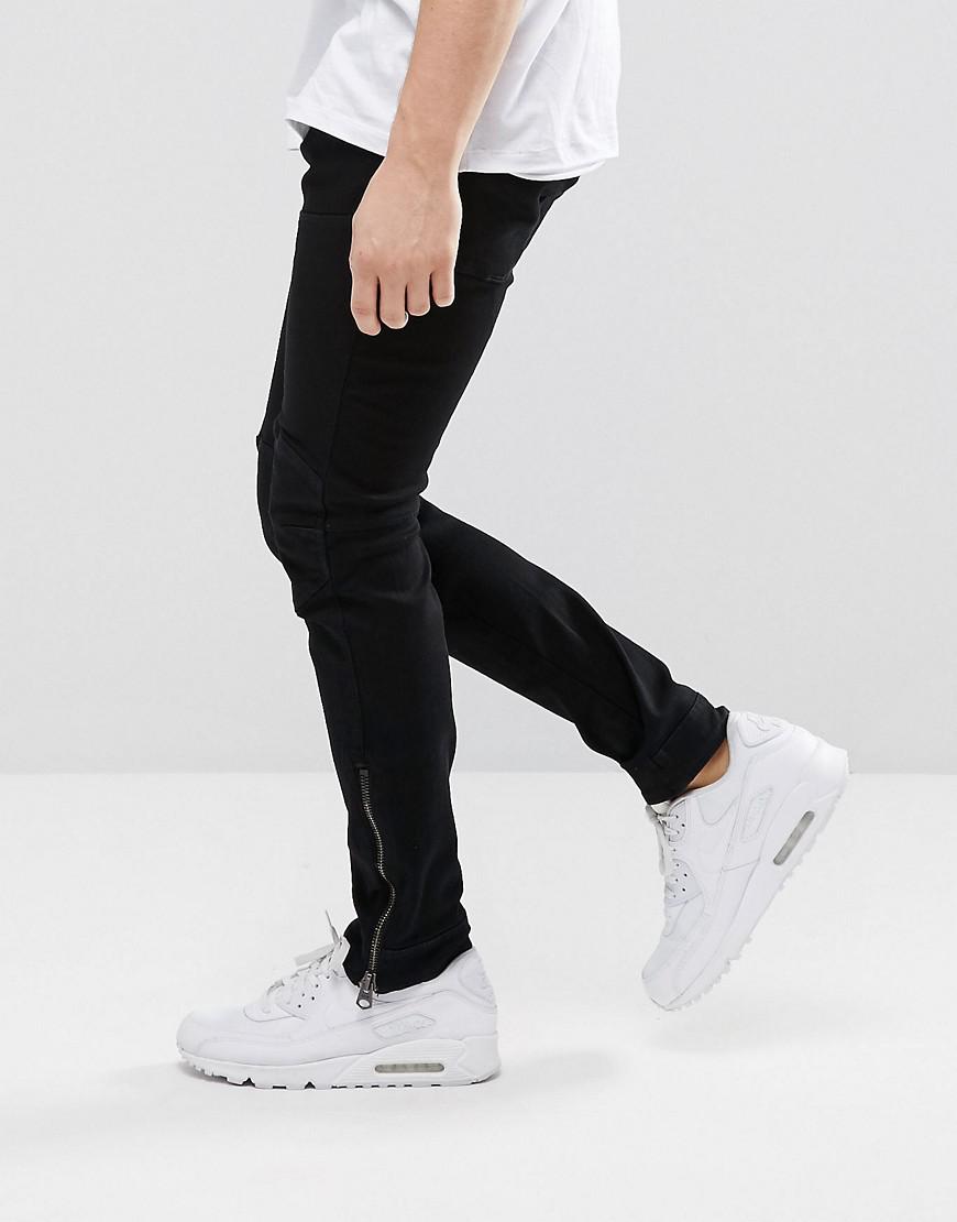 G-Star RAW Denim 5620 3d Ankle Zip Super Slim Jeans Rinse Wash in Black for  Men | Lyst