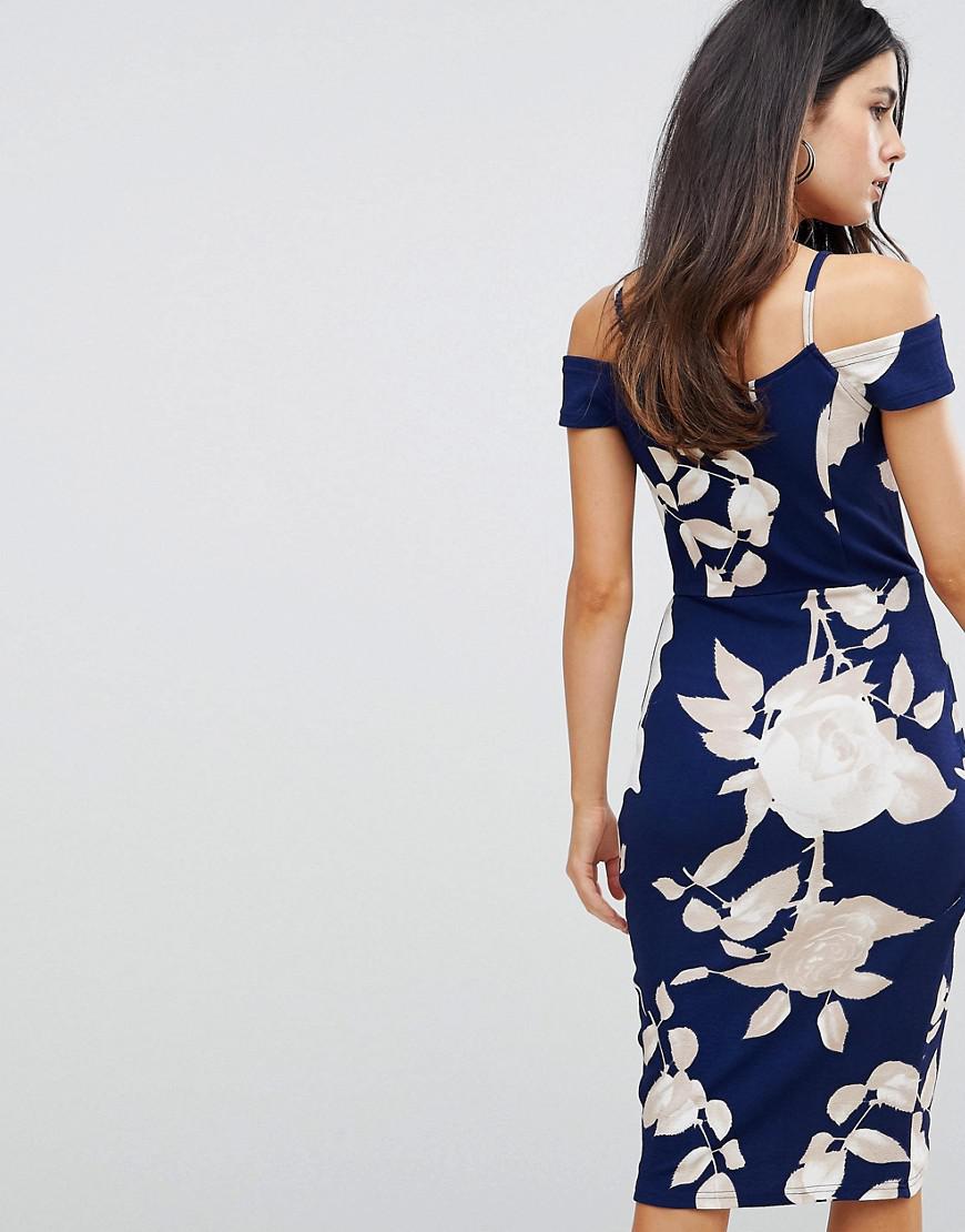 ax paris navy floral print wrap dress