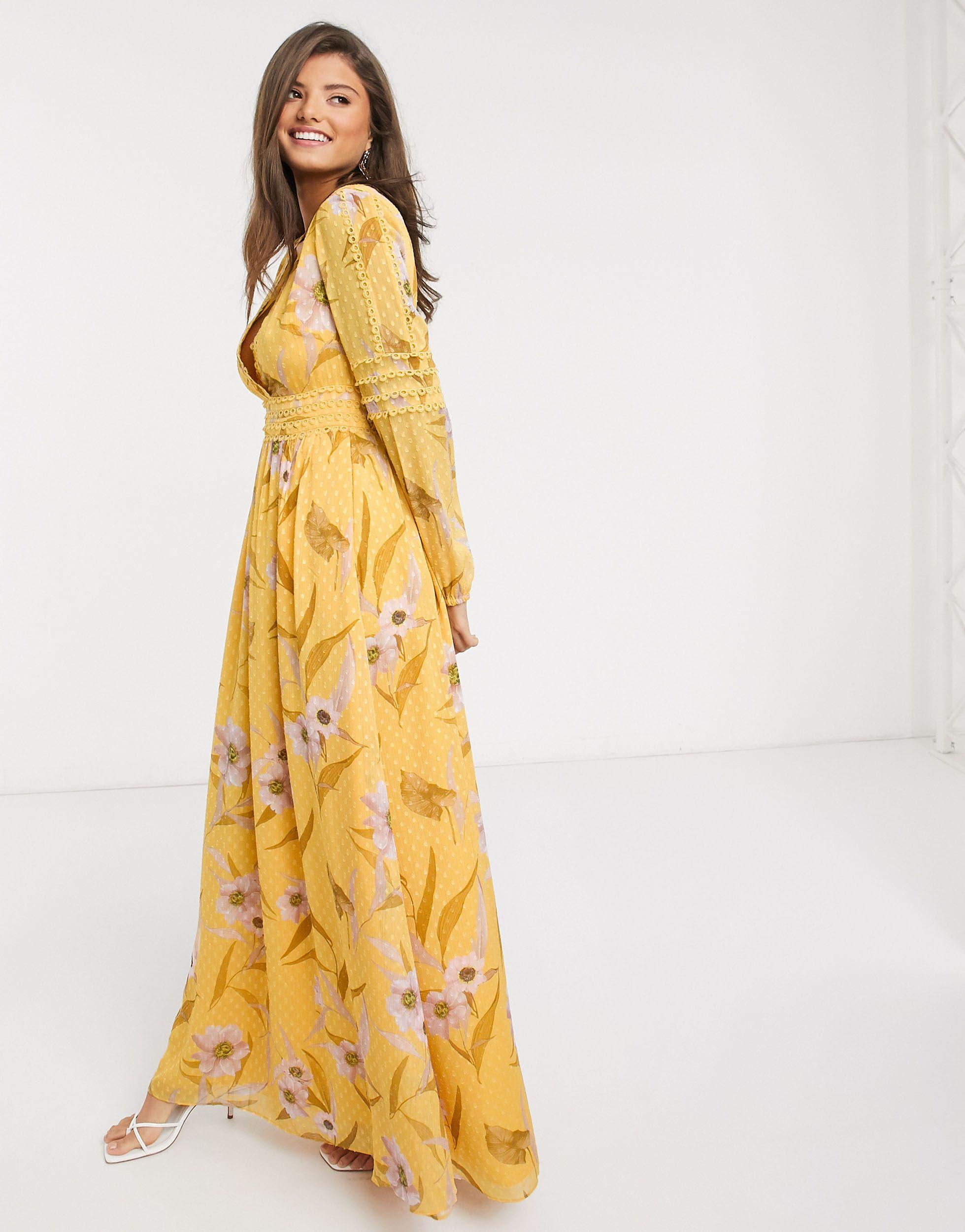 Staren verschil het internet Ted Baker Kiala - Maxi-jurk Met Bloemenprint in het Geel | Lyst NL