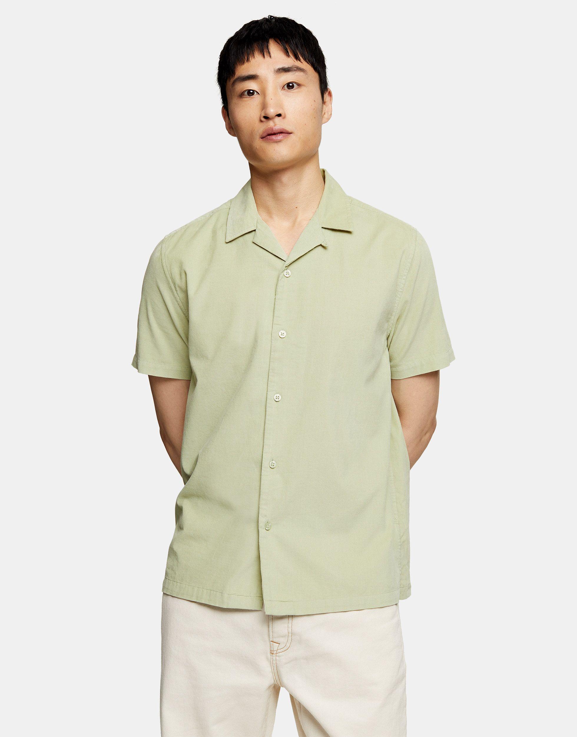 TOPMAN Short Sleeve Micro Cord Shirt in 