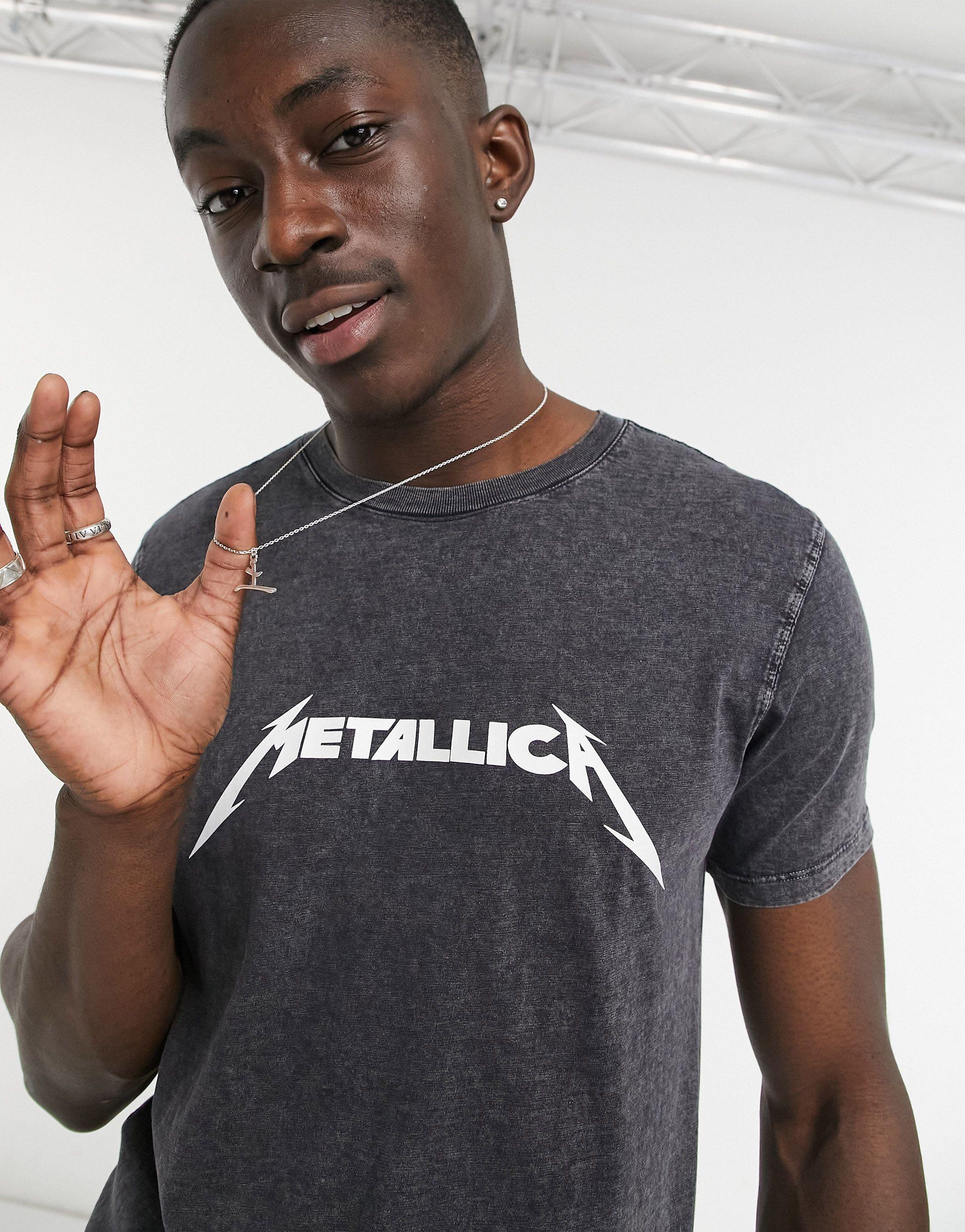 Hævde Excel får Bershka Metallica Print T-shirt in Black for Men | Lyst