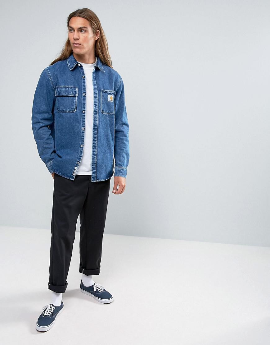 carhartt wip salinac denim shirt jacket