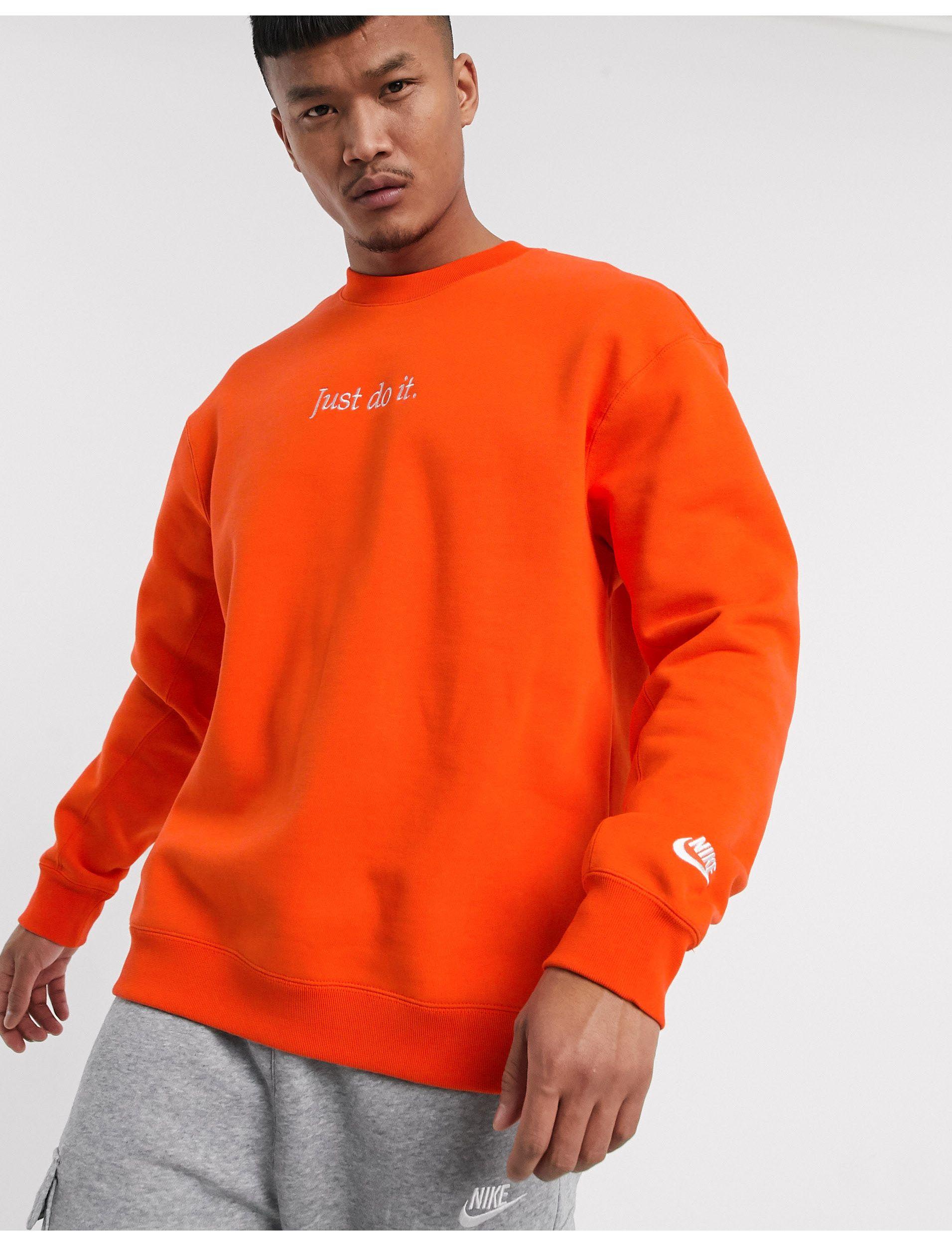 Nike Just Do It Crew Neck in Orange for Men | Lyst