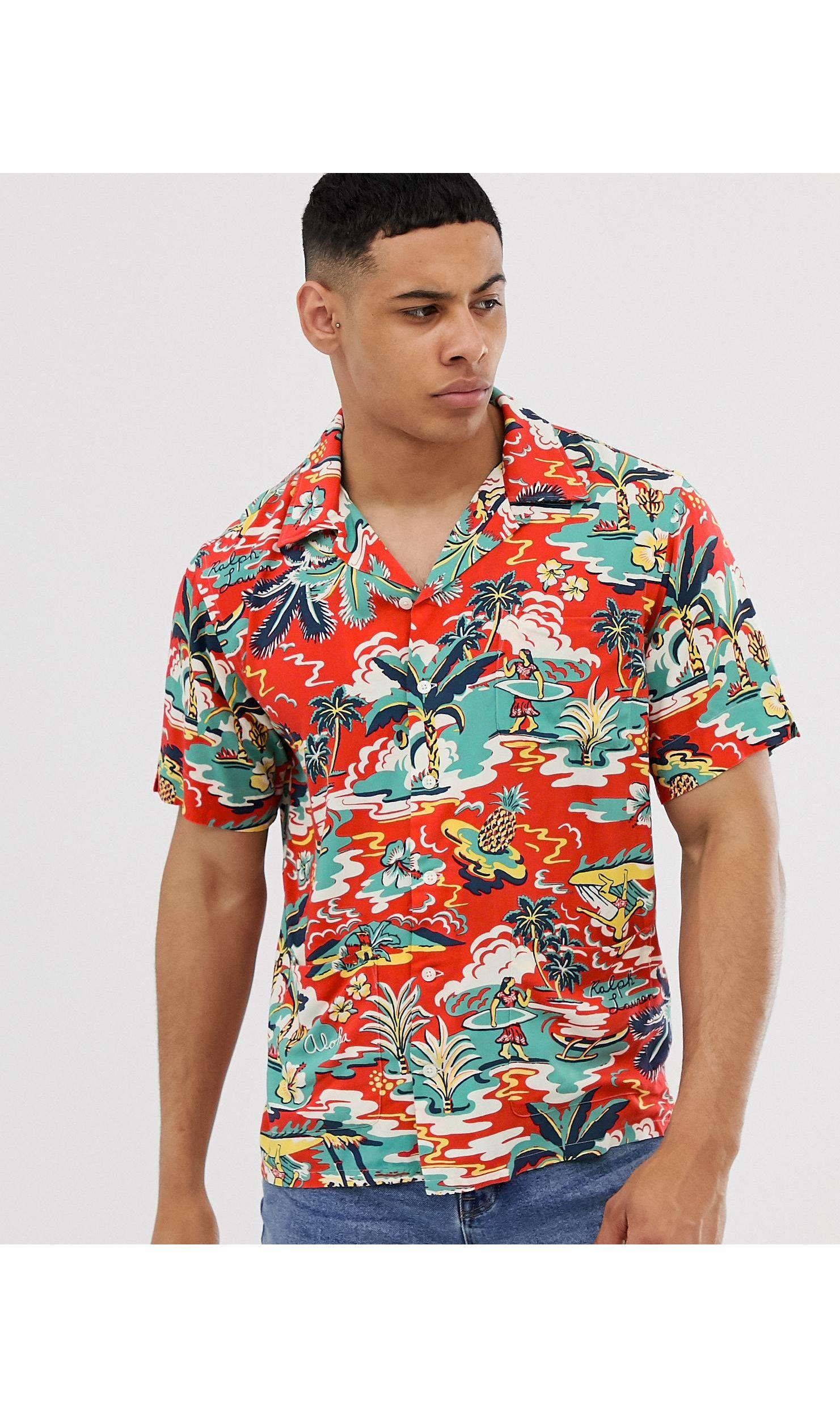 Polo Ralph Lauren Synthetik – Kurzärmliges Hawaiihemd in Rot für Herren |  Lyst DE