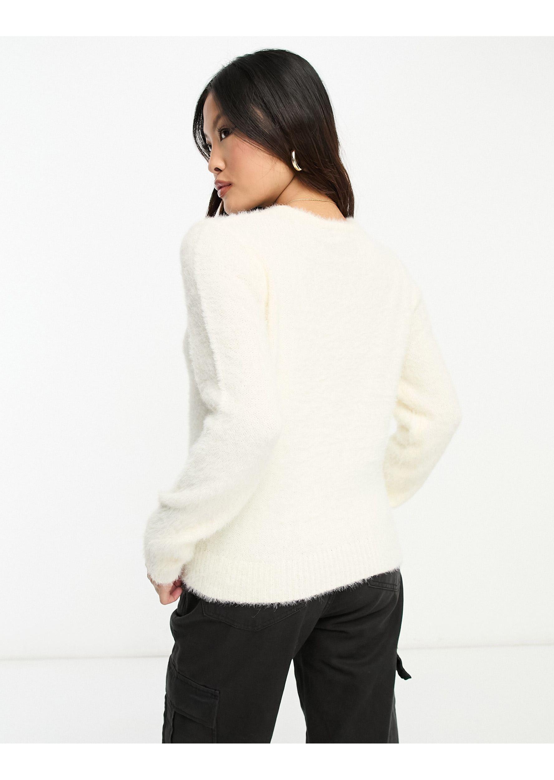 Petite Fluffy Polar Bear Christmas Jumper white