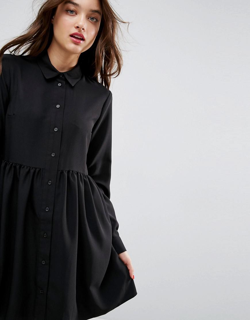 Lyst - Asos Smock Shirt Mini Dress in Black
