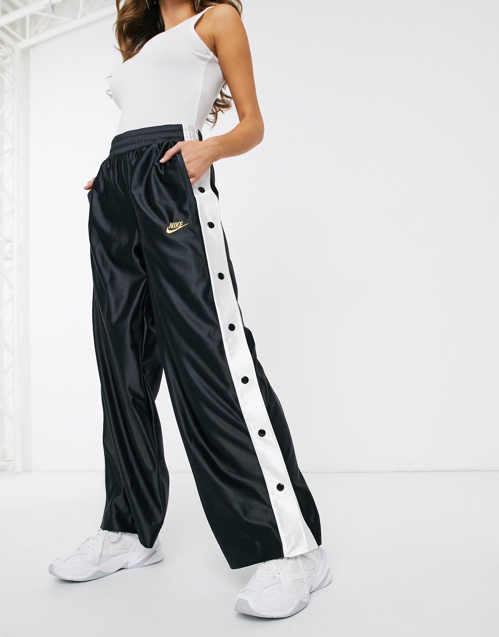 Nike Glam Dunk Popper Side Wide Leg Sweatpants in Black | Lyst