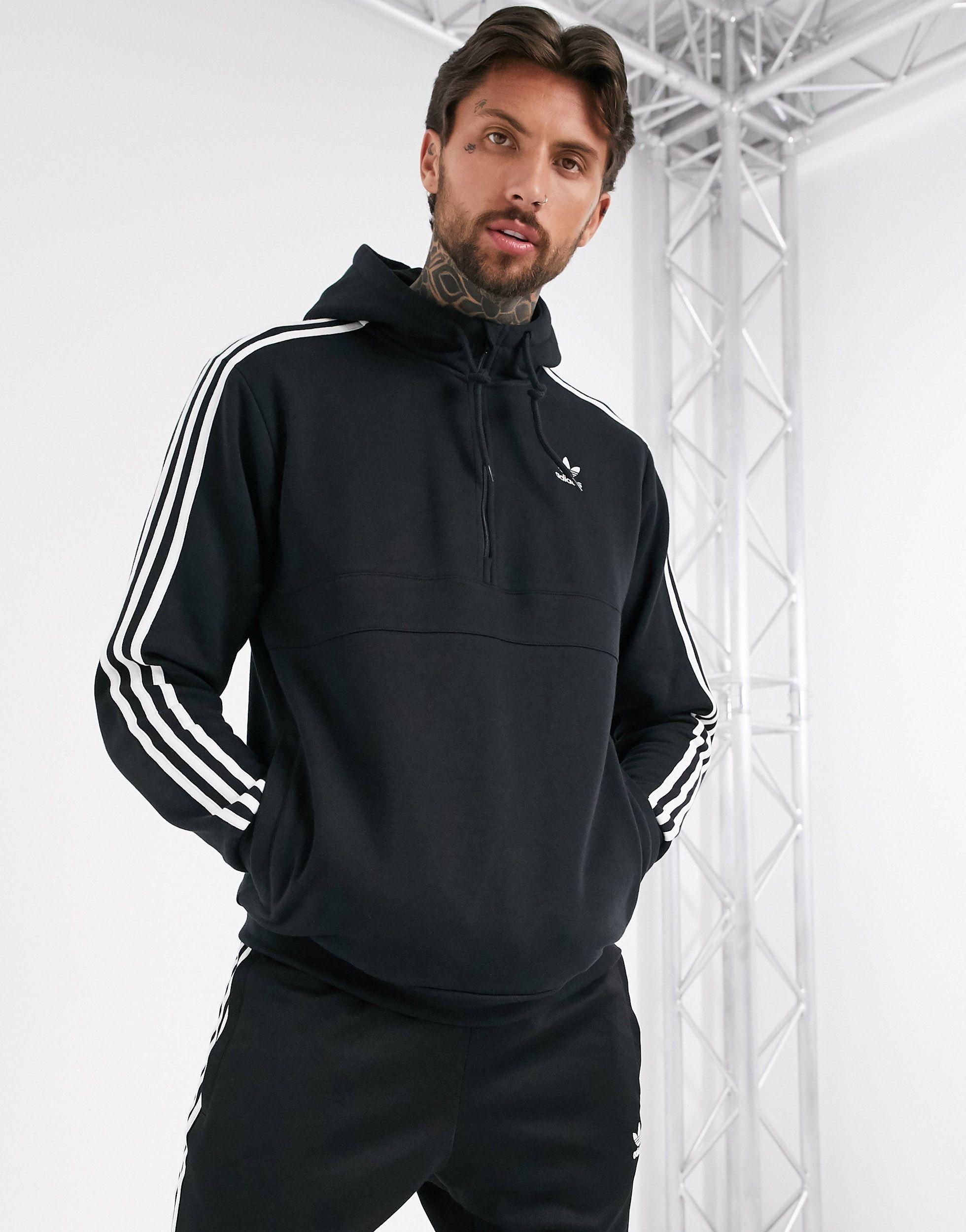 adidas Originals Fleece 3-stripes 1/2 Zip Hoodie for Men | Lyst