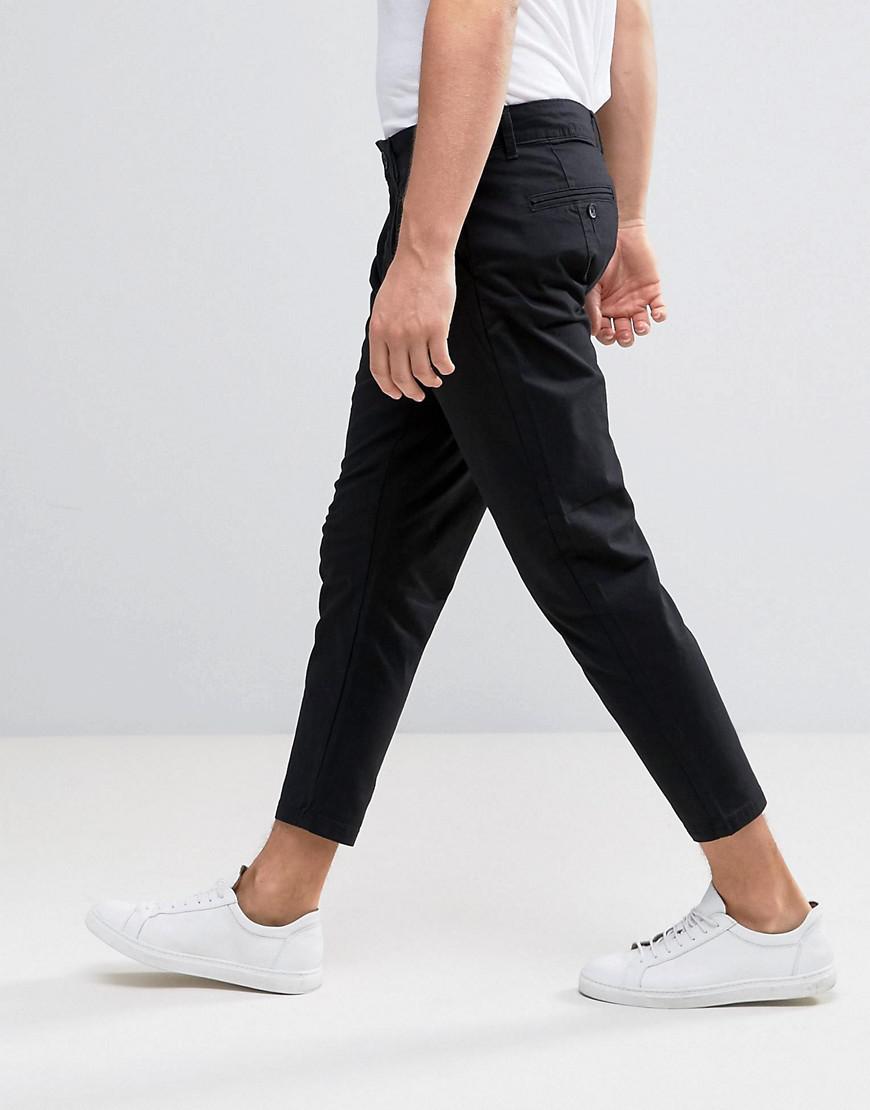 Only u0026 Sons Cropped Chino in Black for Men | Lyst