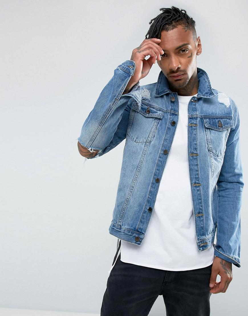 damage denim jacket mens