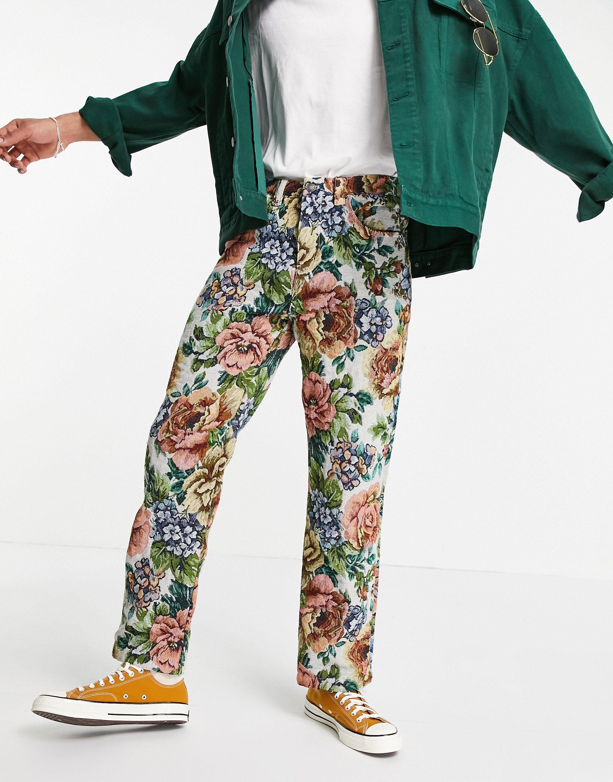 Jeans hombre flores hot sale