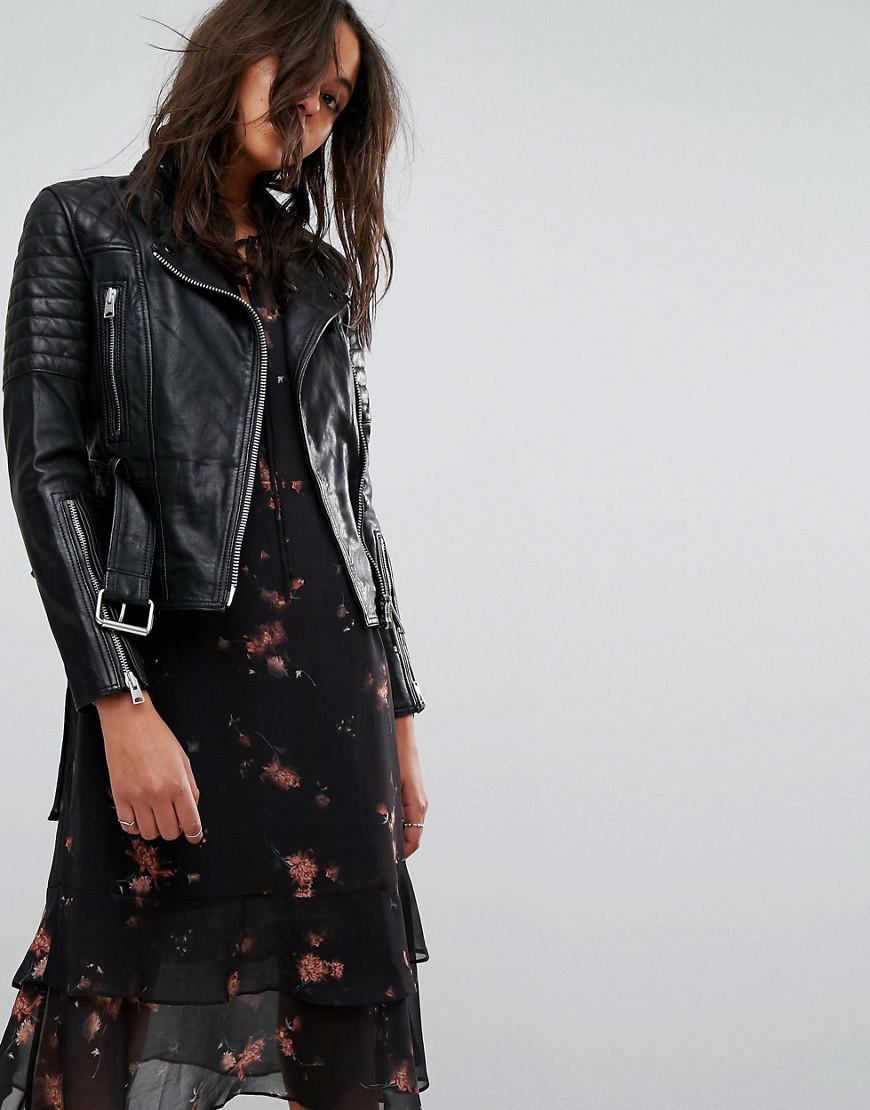 allsaints quilted leather biker jacket