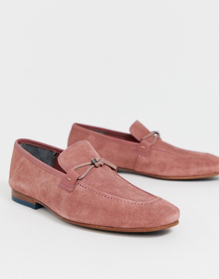 pink suede loafers