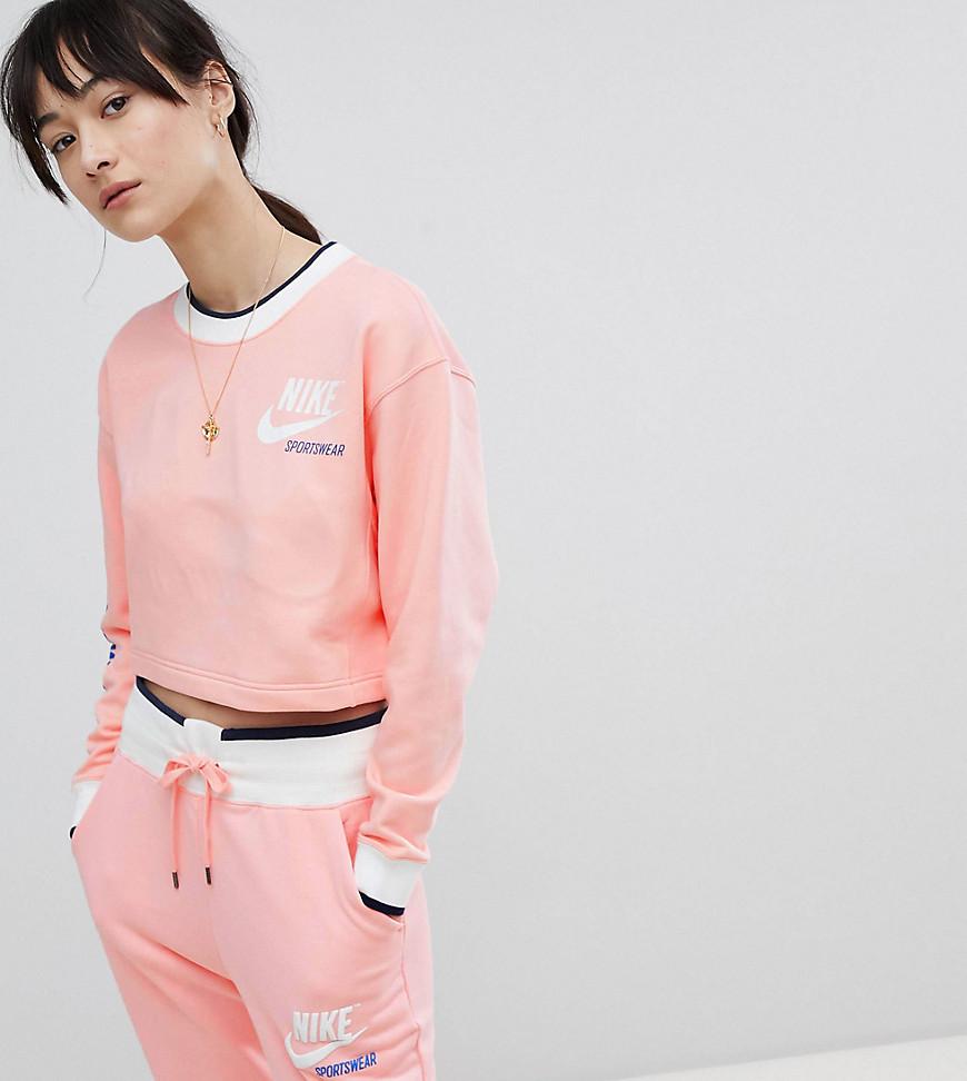 nike archive pink graphic cropped hoodie