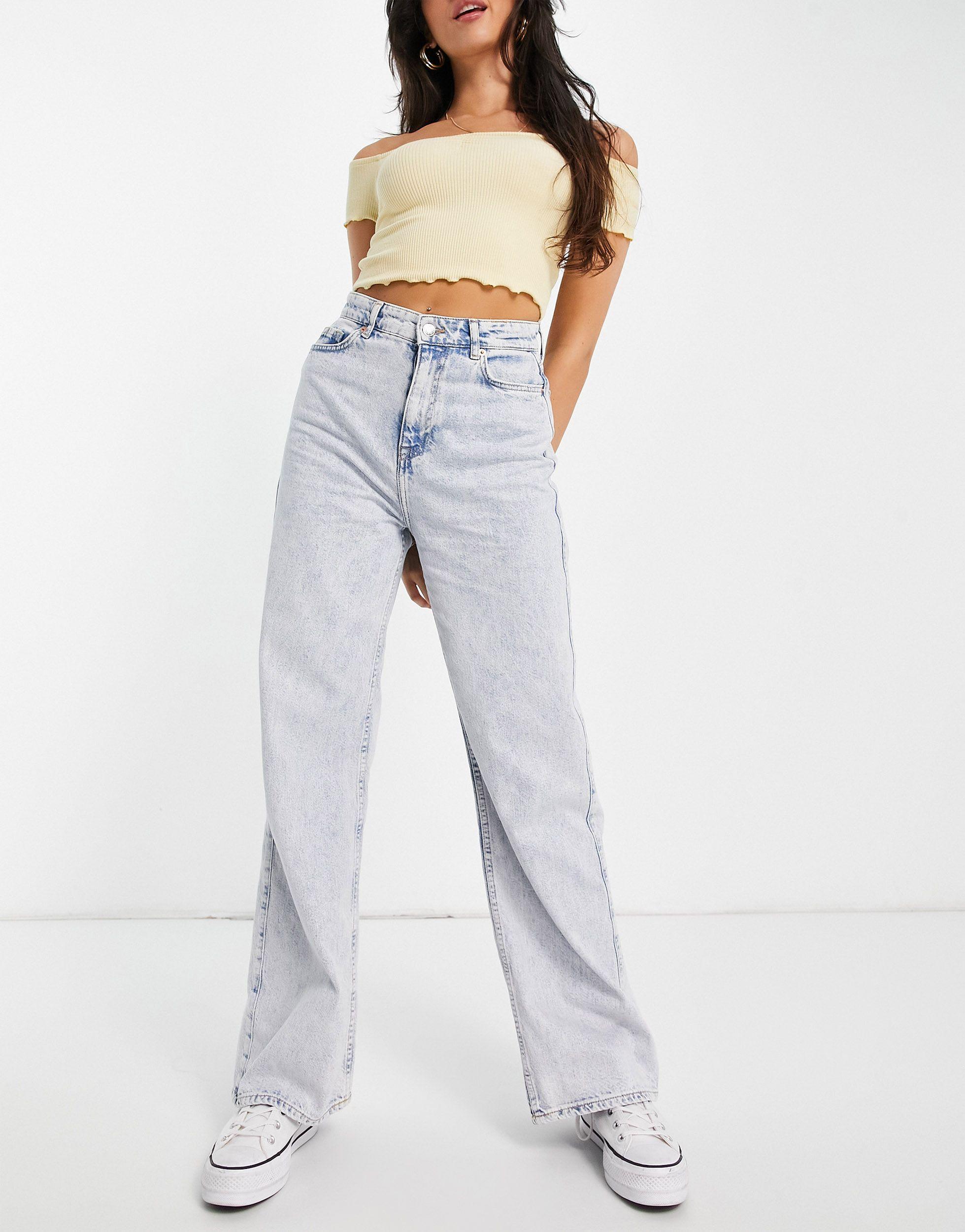 Denim Bleach Wash Wide Leg Dad Jean 