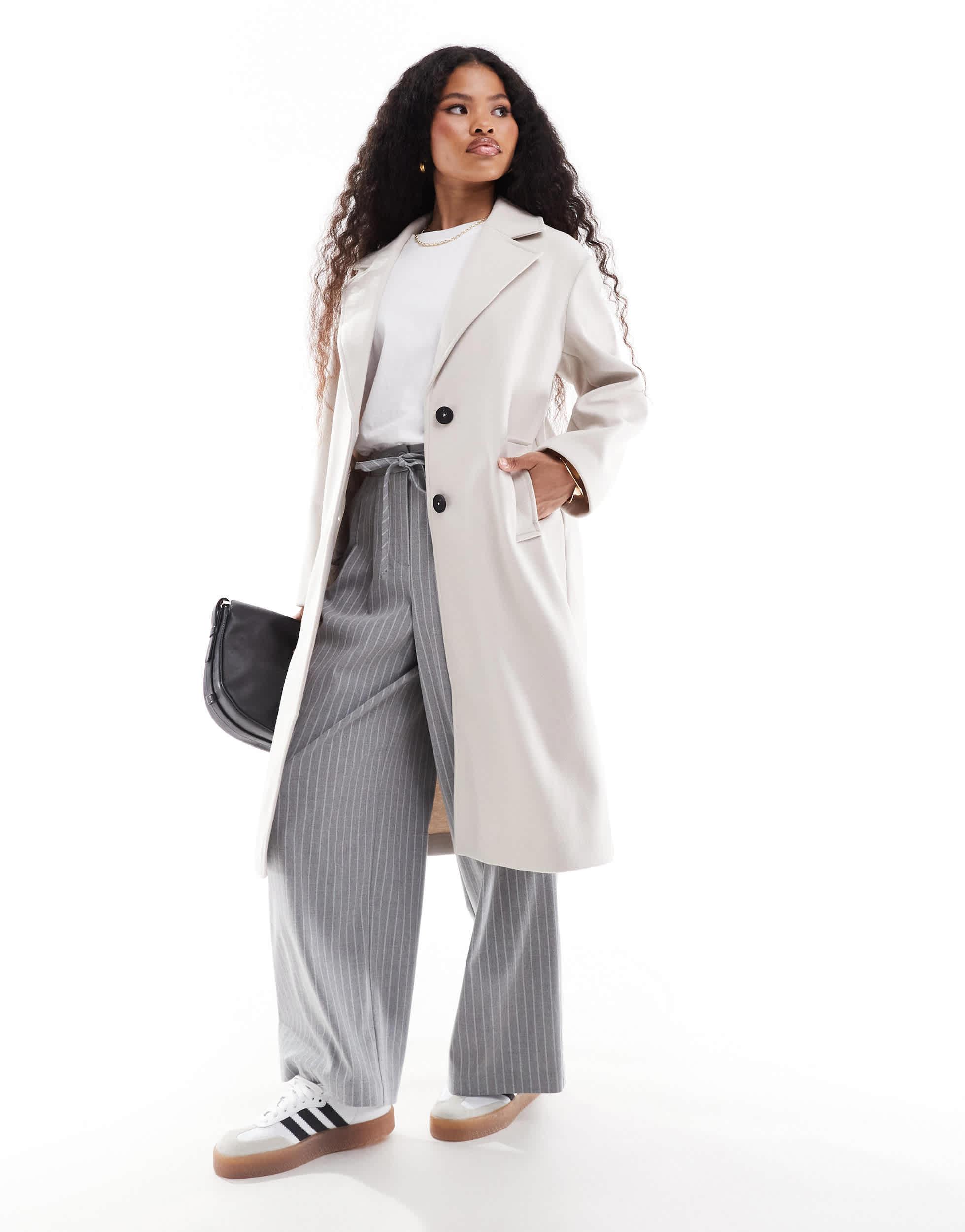 ASOS Asos design petite – eleganter mantel zum überziehen in Grau