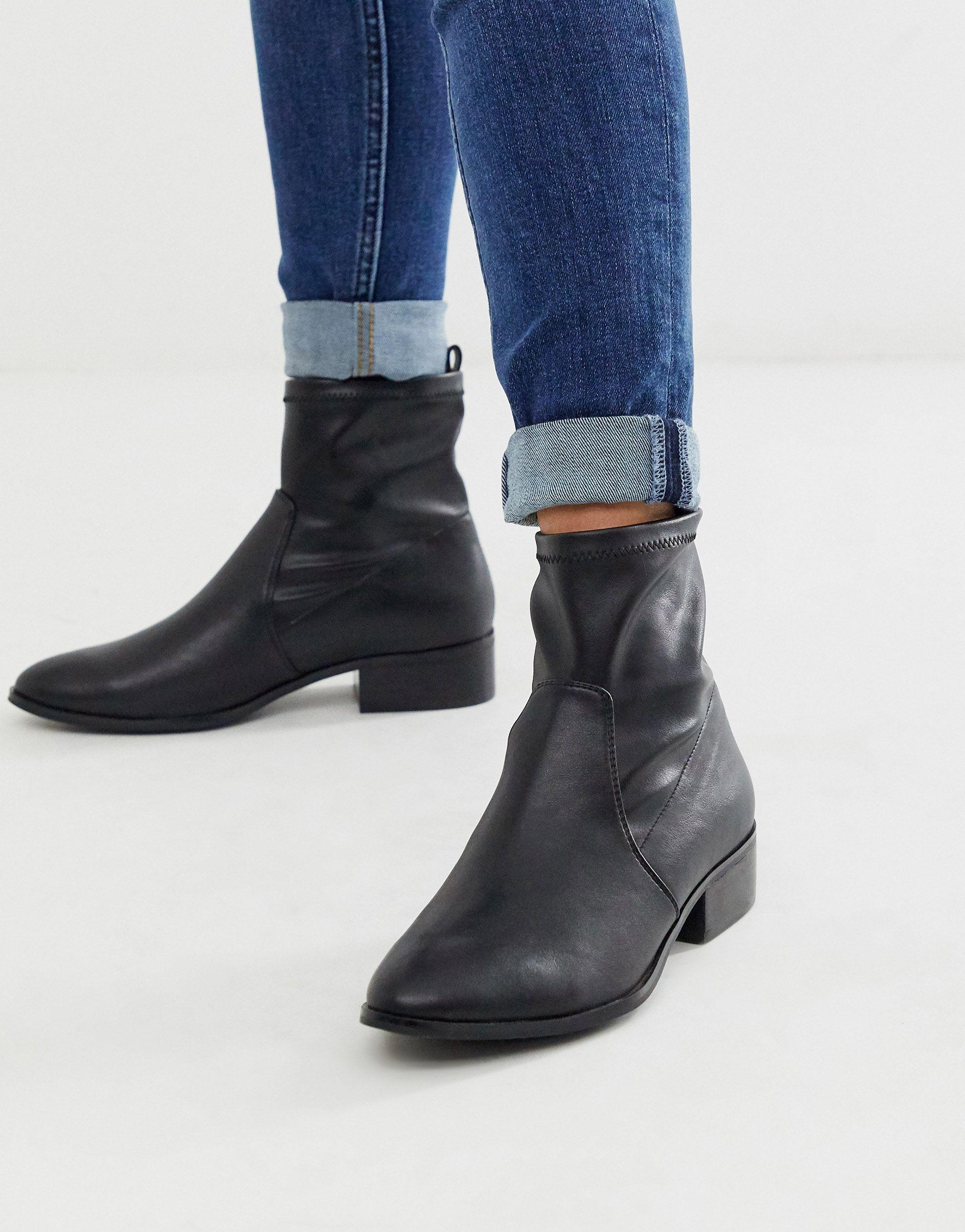 ALDO Erigori Stretch Leather Ankle Flat Boot-black - Lyst