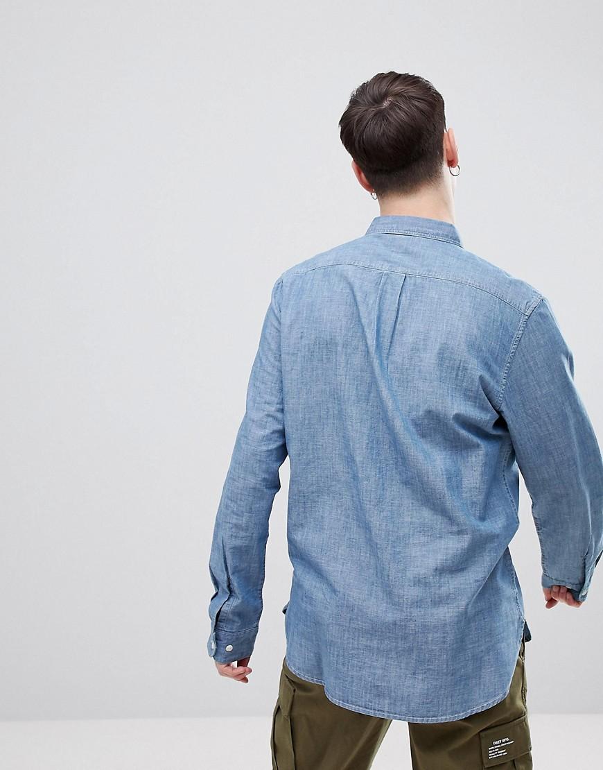 Lee Jeans Denim Half Zip Shirt in Blue 