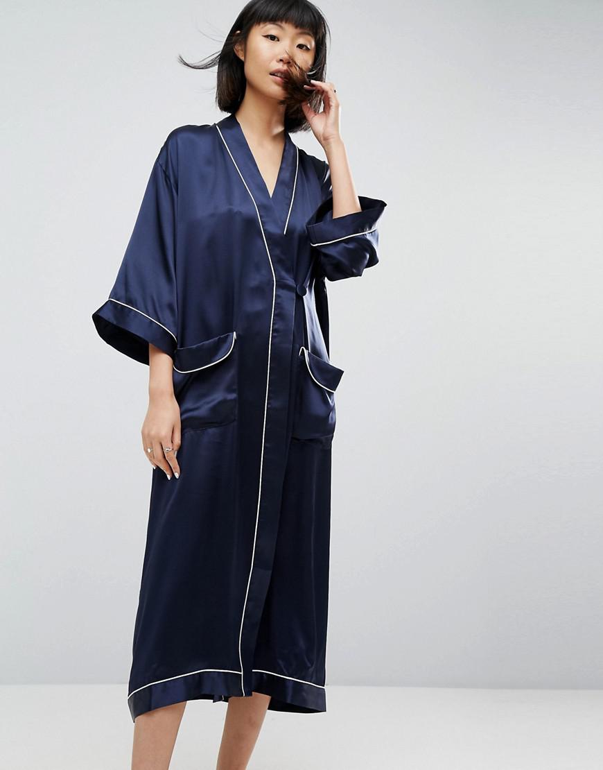 navy silk dressing gown