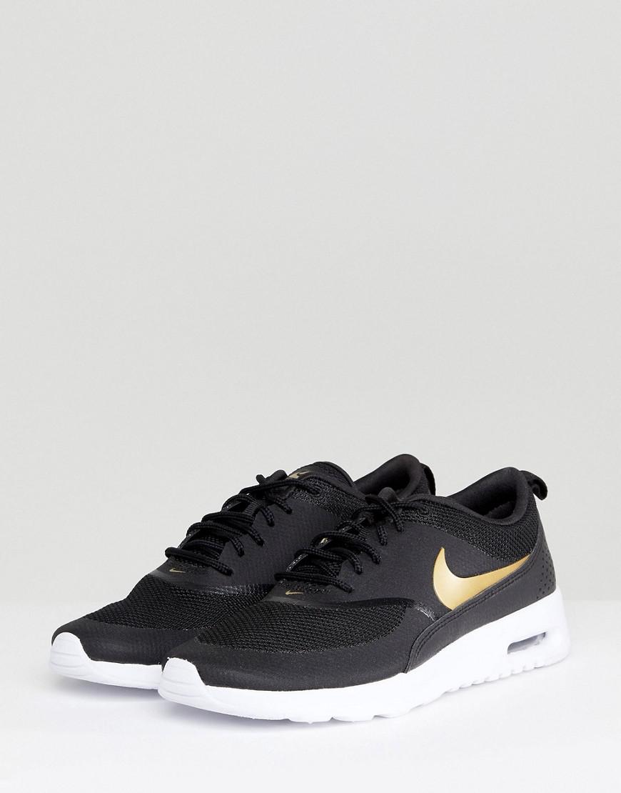 Nike Rubber Air Max Thea Trainers In Black And Gold - Lyst