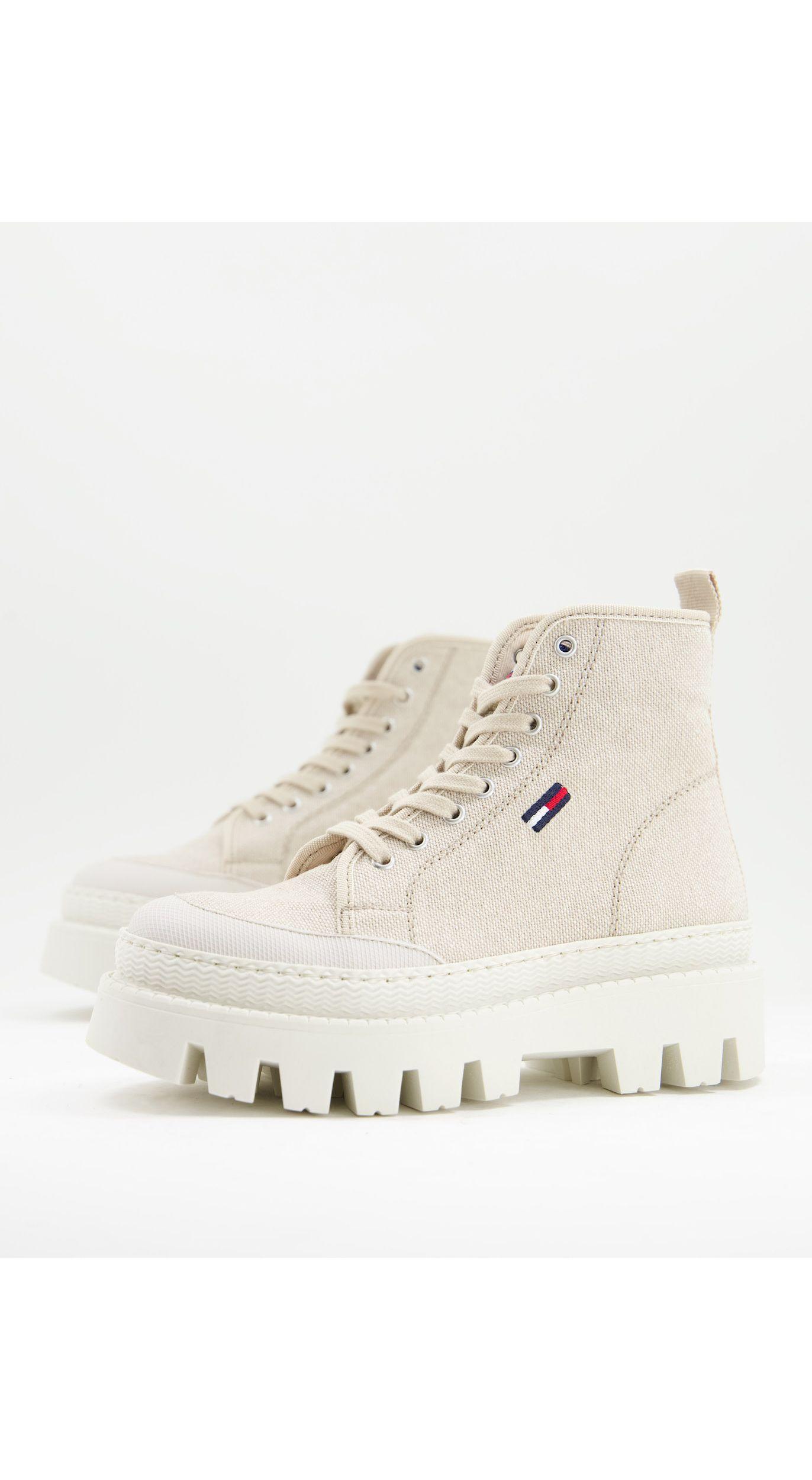 Tommy Hilfiger Lace Up Boots in Natural Lyst