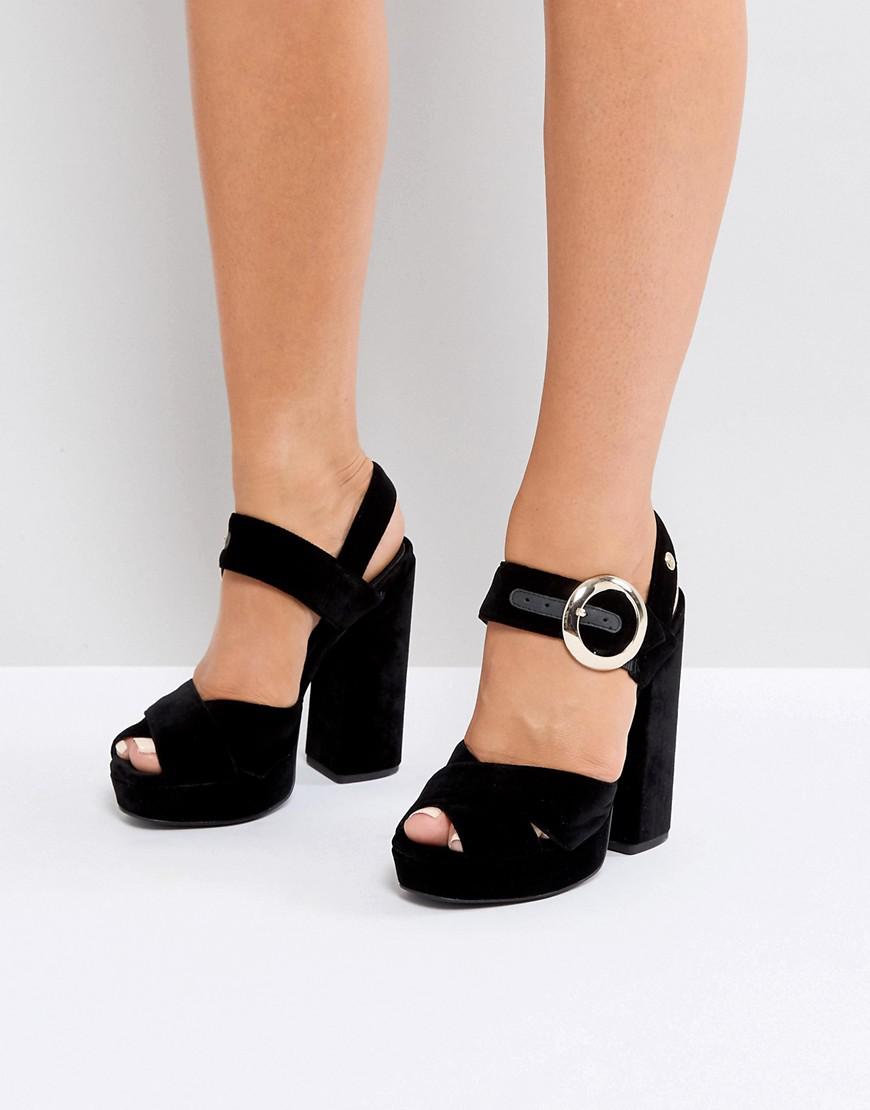black velvet platform sandals