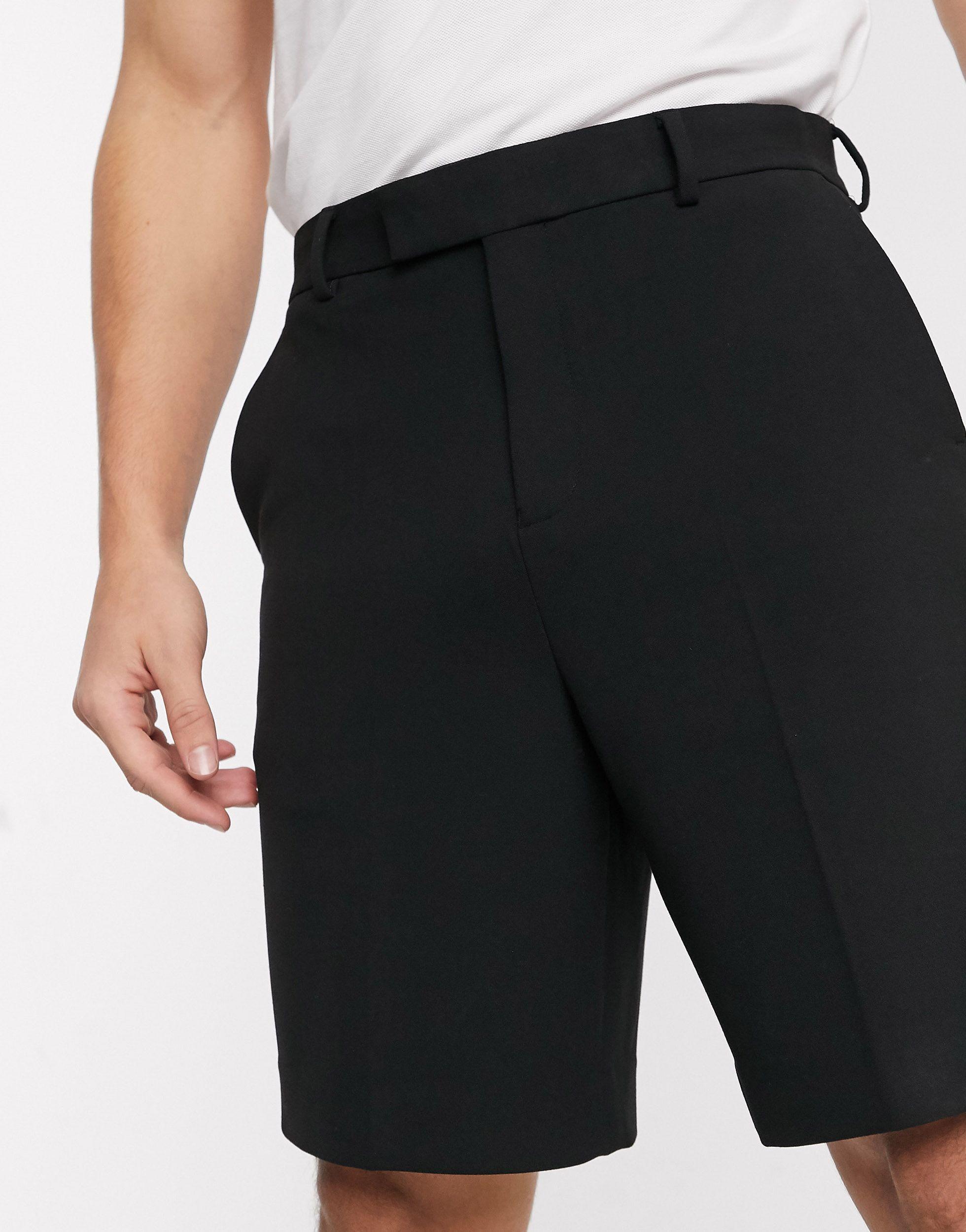 ASOS Synthetic Wide Leg Smart Shorts in Black for Men Lyst