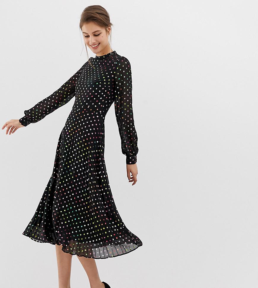 warehouse pleated midi dress dark green