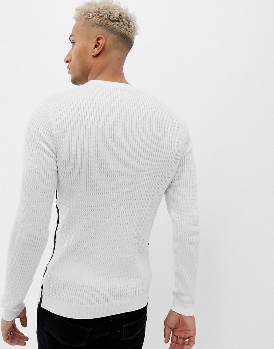 white muscle fit jumper