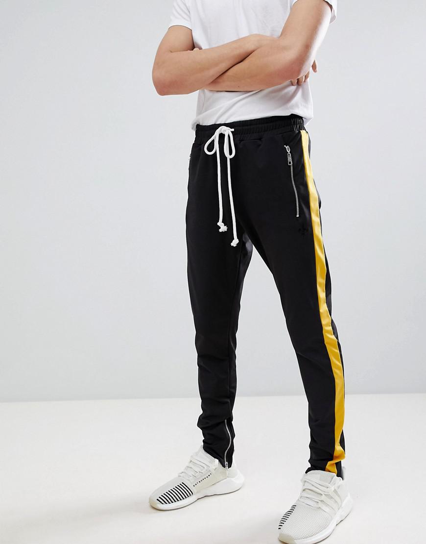 Criminal Damage Skinny Joggers In Black With Yellow Side Stripe for Men -  Lyst