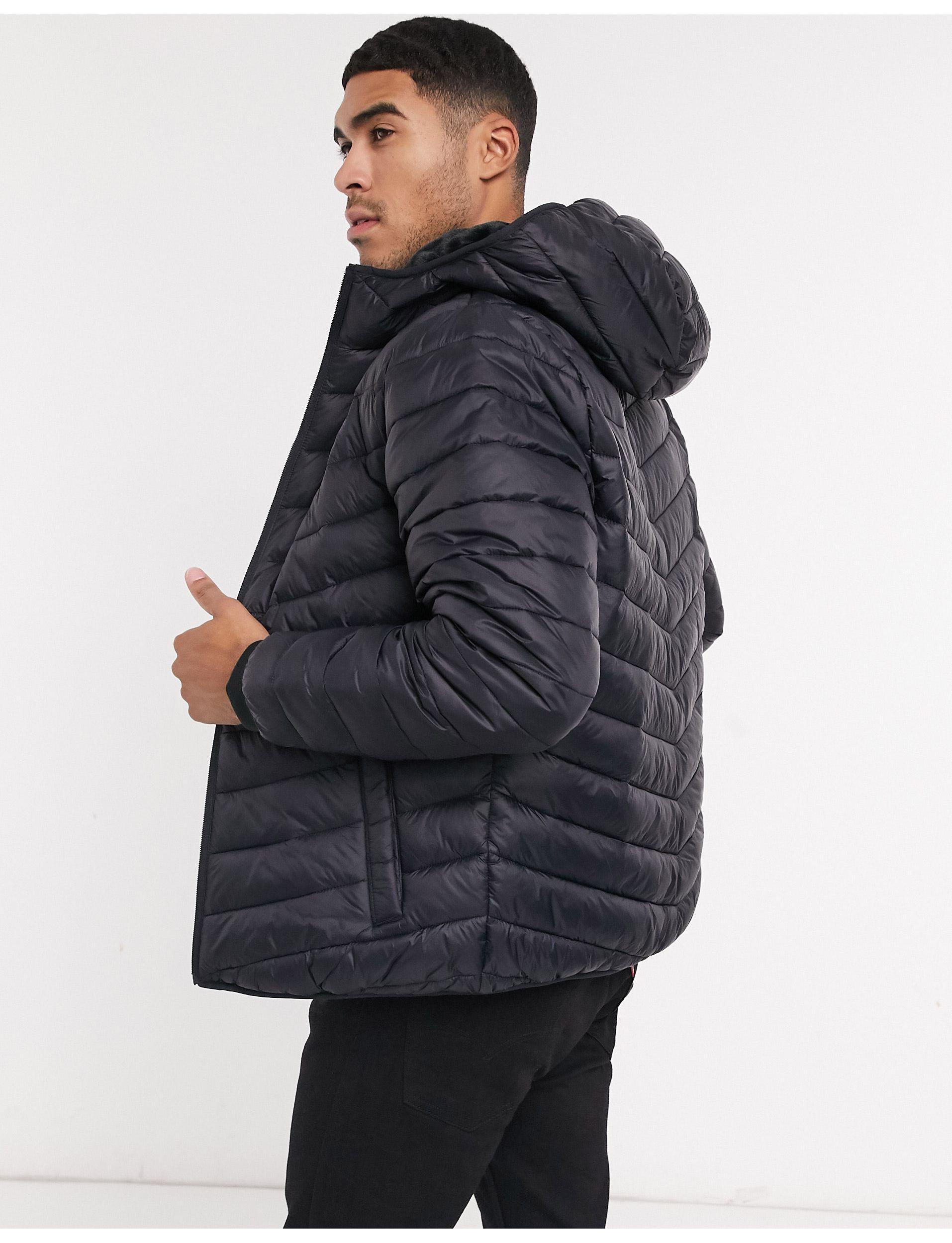 Hollister Cozy Lined Hooded Puffer Jacket in Black for Men