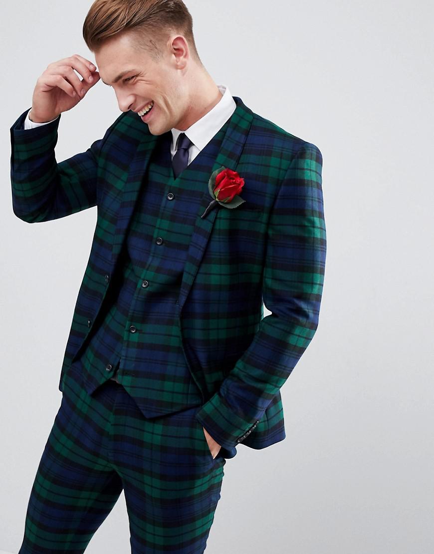 green plaid tuxedo jacket