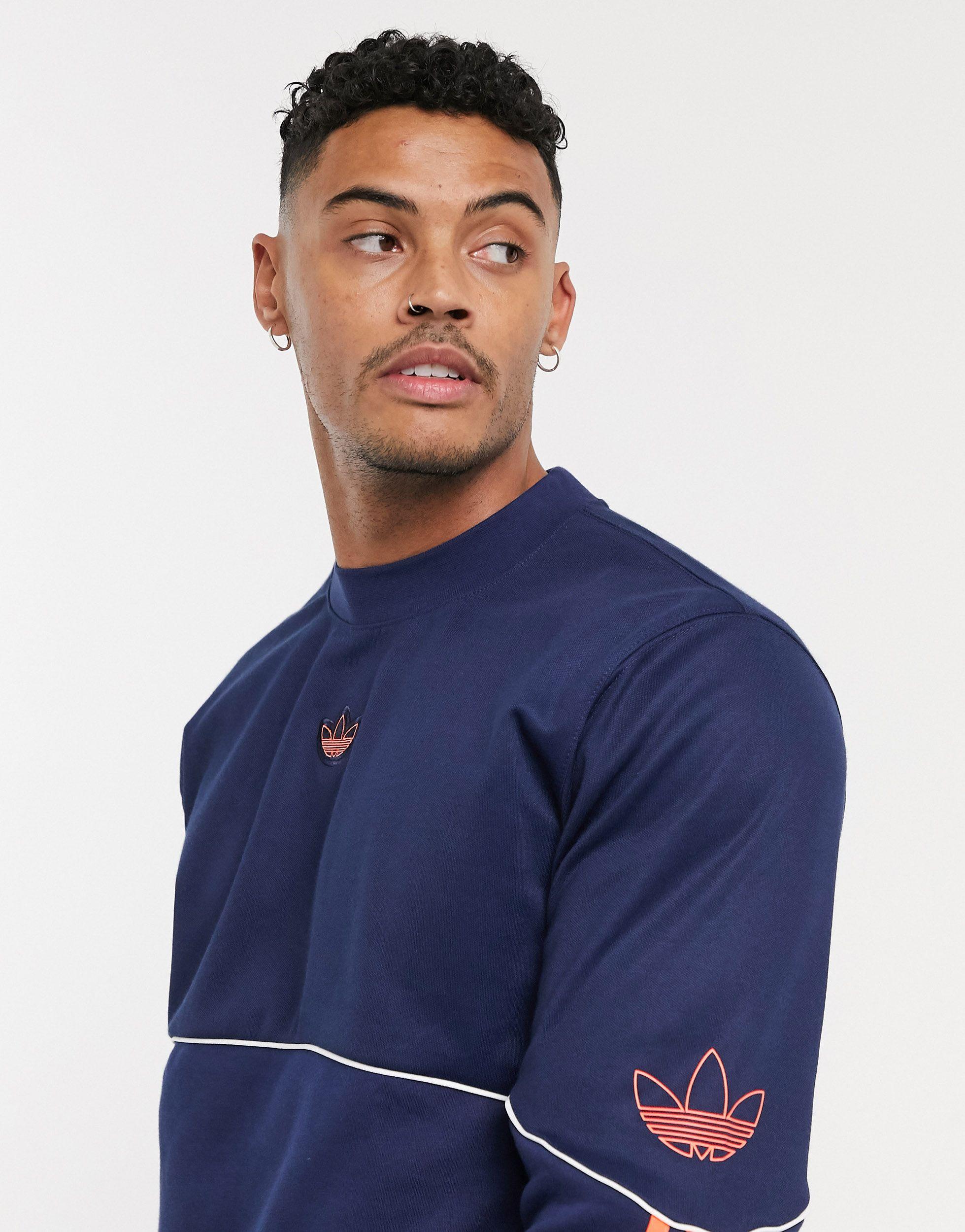 adidas originals men's outline fleece crewneck sweatshirt