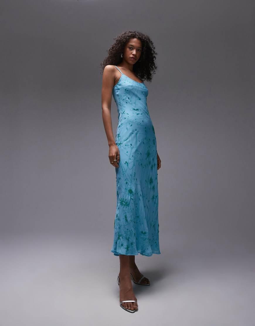 knee length dresses for ladies Ruched Bust Split Thigh Floral Cami Dress, BR / Xs
