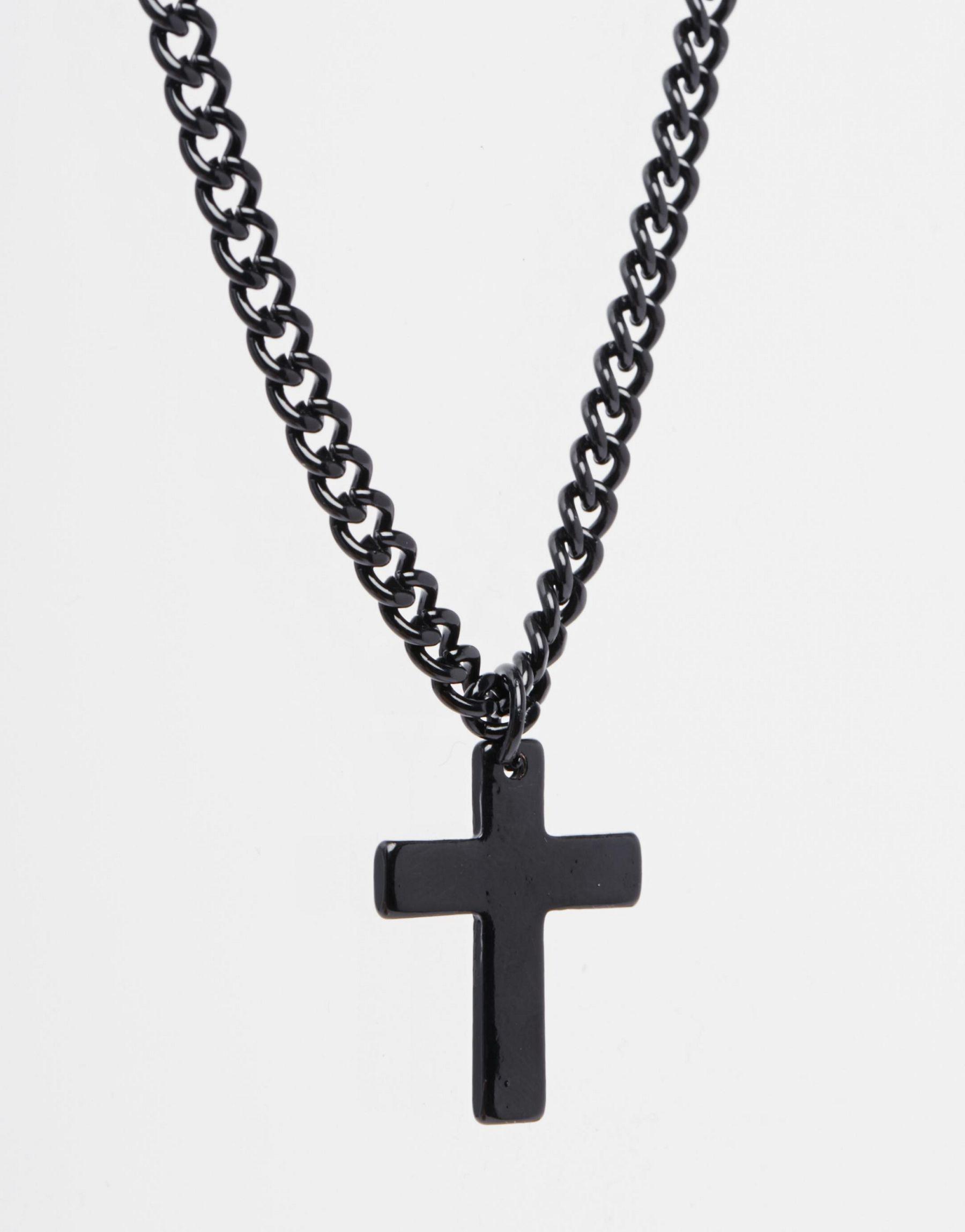 ASOS Necklace With Cross Pendant in Black for Men Lyst