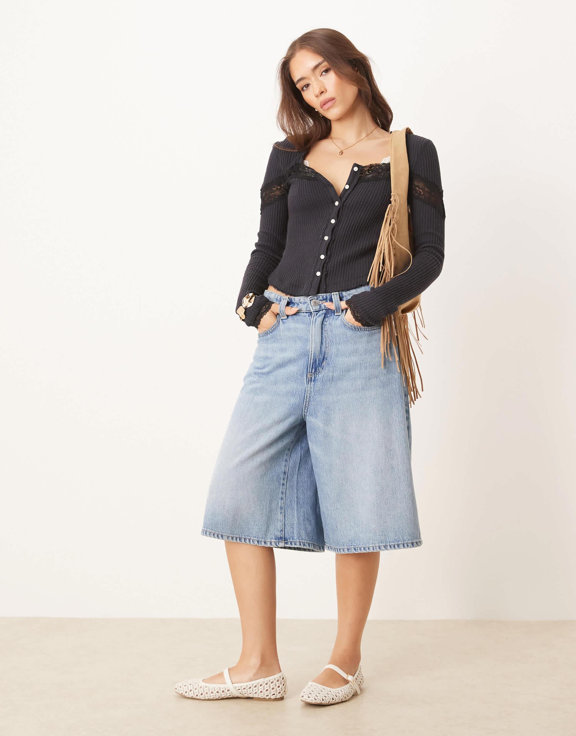 Gilet Femme Free People Taille M - Dos Croisé Bleu "Moody" - En Coton - Neuf Avec étiquette