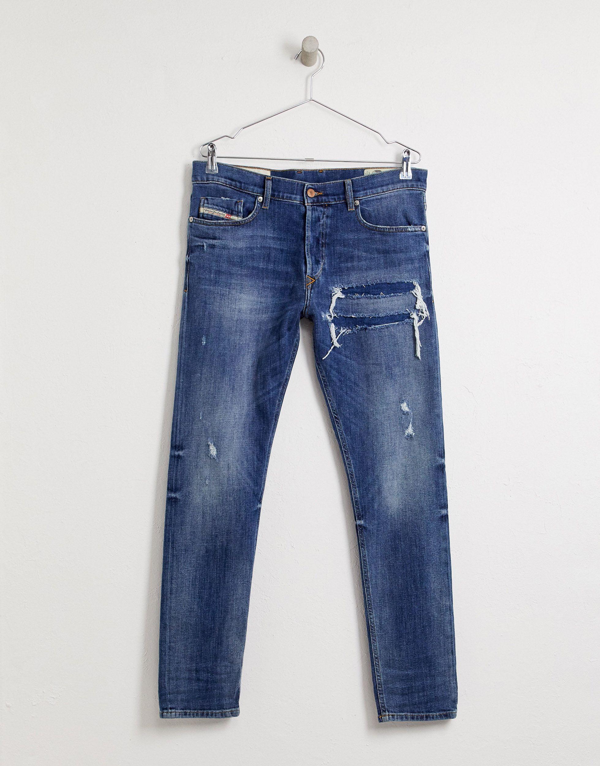 DIESEL Tepphar X Slim Carrot Rip And Repair Jeans in Blue Men |