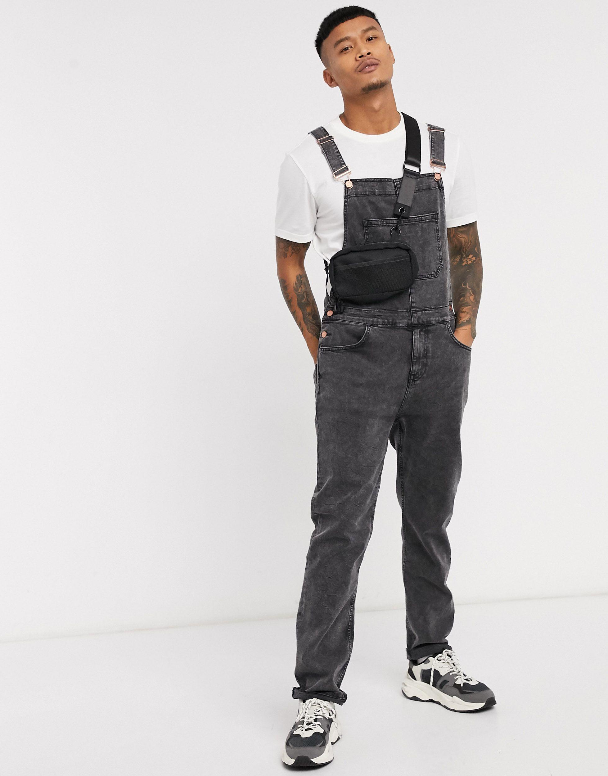 ASOS Denim Dungarees in Black for Men 